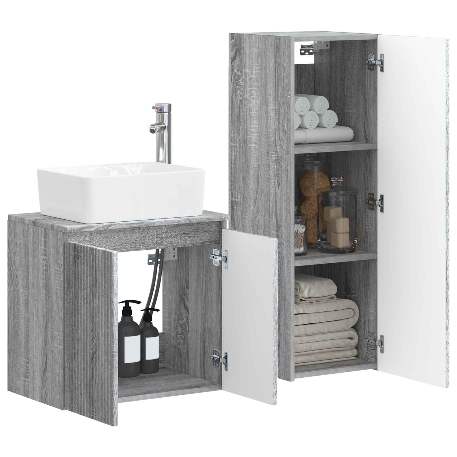 Ensemble de mobilier de salle de bain 2 pc Sonoma gris
