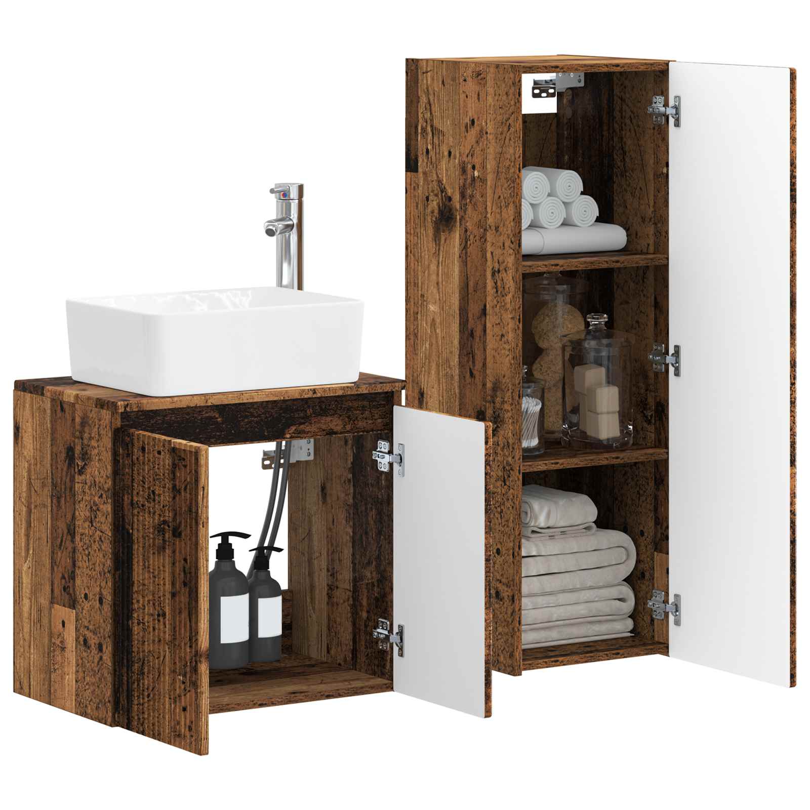 Ensemble de mobilier de salle de bain 2 pc Bois ancien