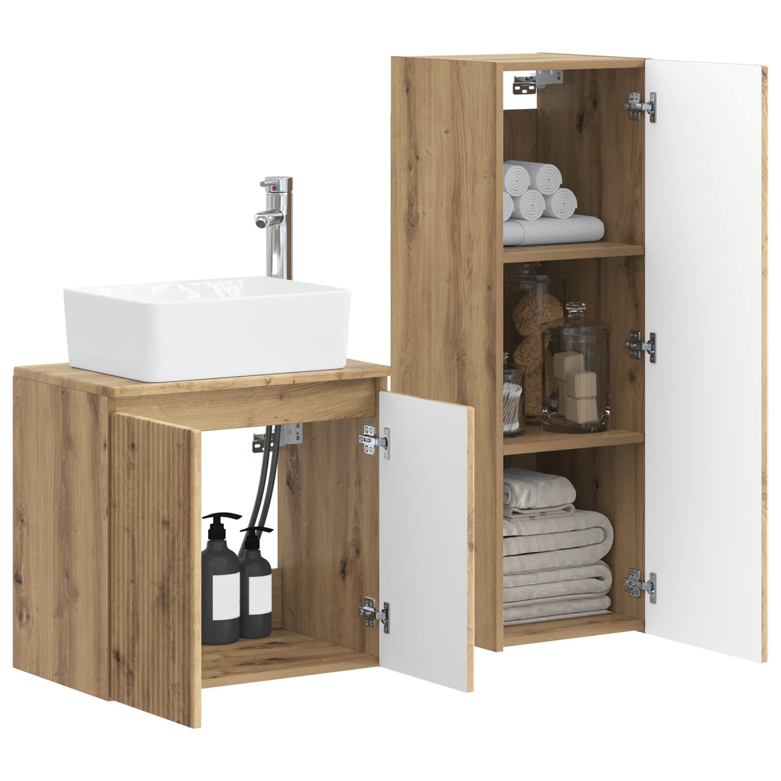 Ensemble de mobilier de salle de bain 2 pc Chêne artisanal