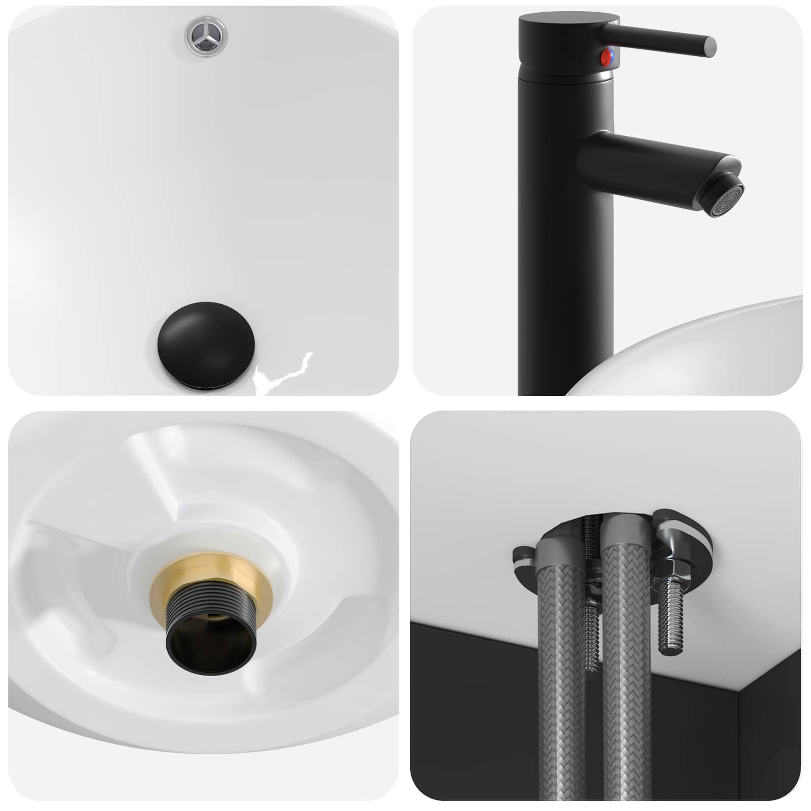 Ensemble de mobilier de salle de bain 2 pc Noir