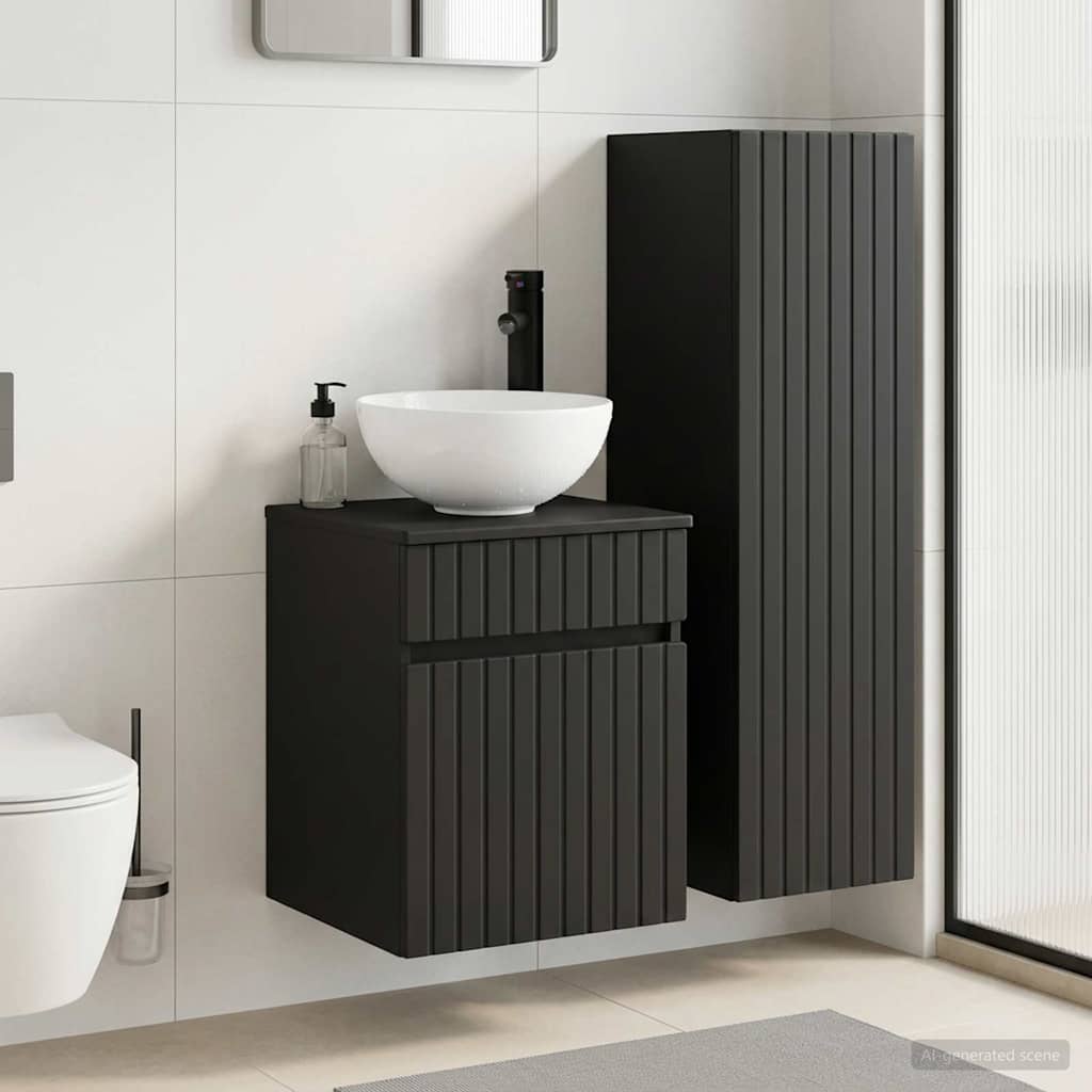 Ensemble de mobilier de salle de bain 2 pc Noir