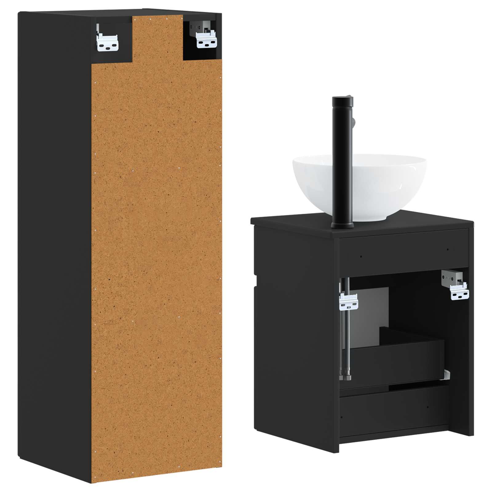Ensemble de mobilier de salle de bain 2 pc Noir