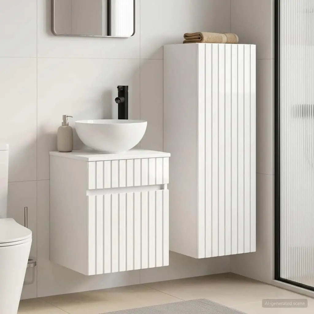 Ensemble de mobilier de salle de bain 2 pc Blanc brillant - XIOS