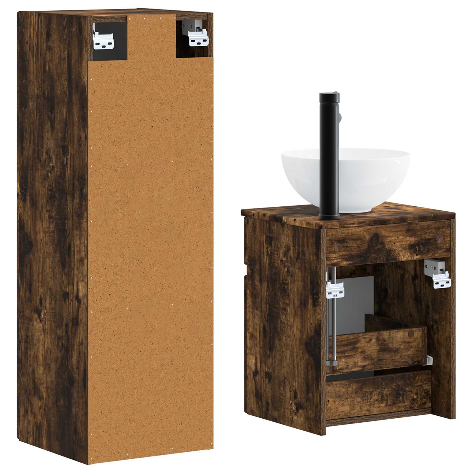 Ensemble de mobilier de salle de bain 2 pc Chêne fumé