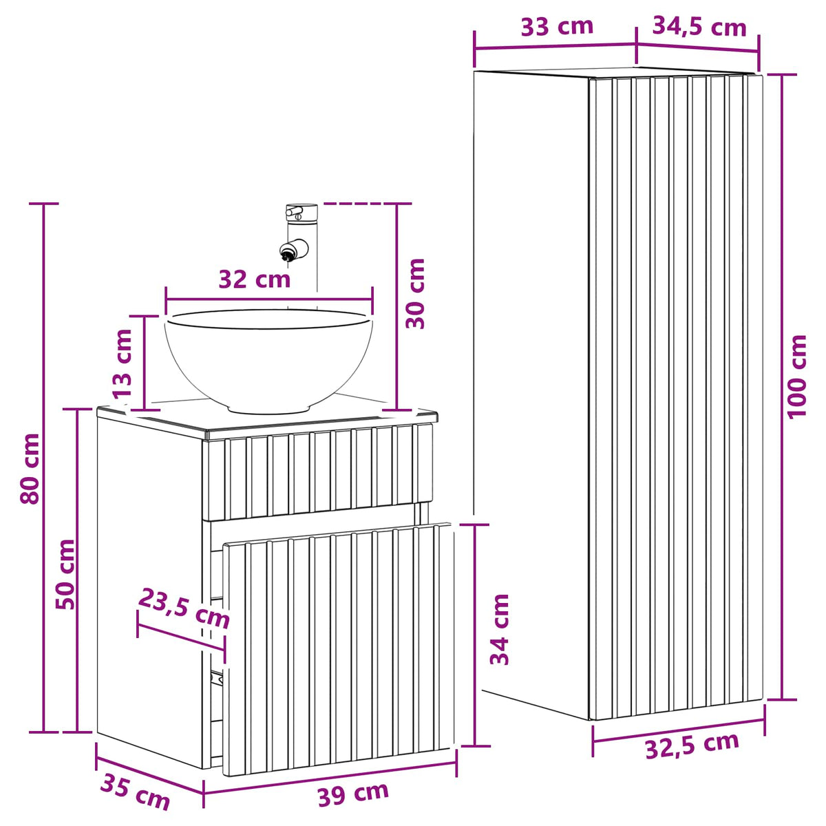 Ensemble de mobilier de salle de bain 2 pc Chêne fumé