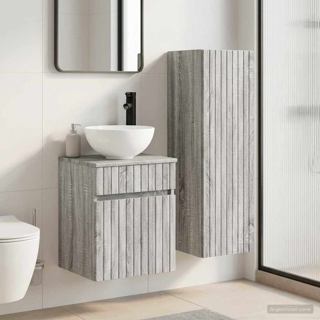 Ensemble de mobilier de salle de bain 2 pc Sonoma gris