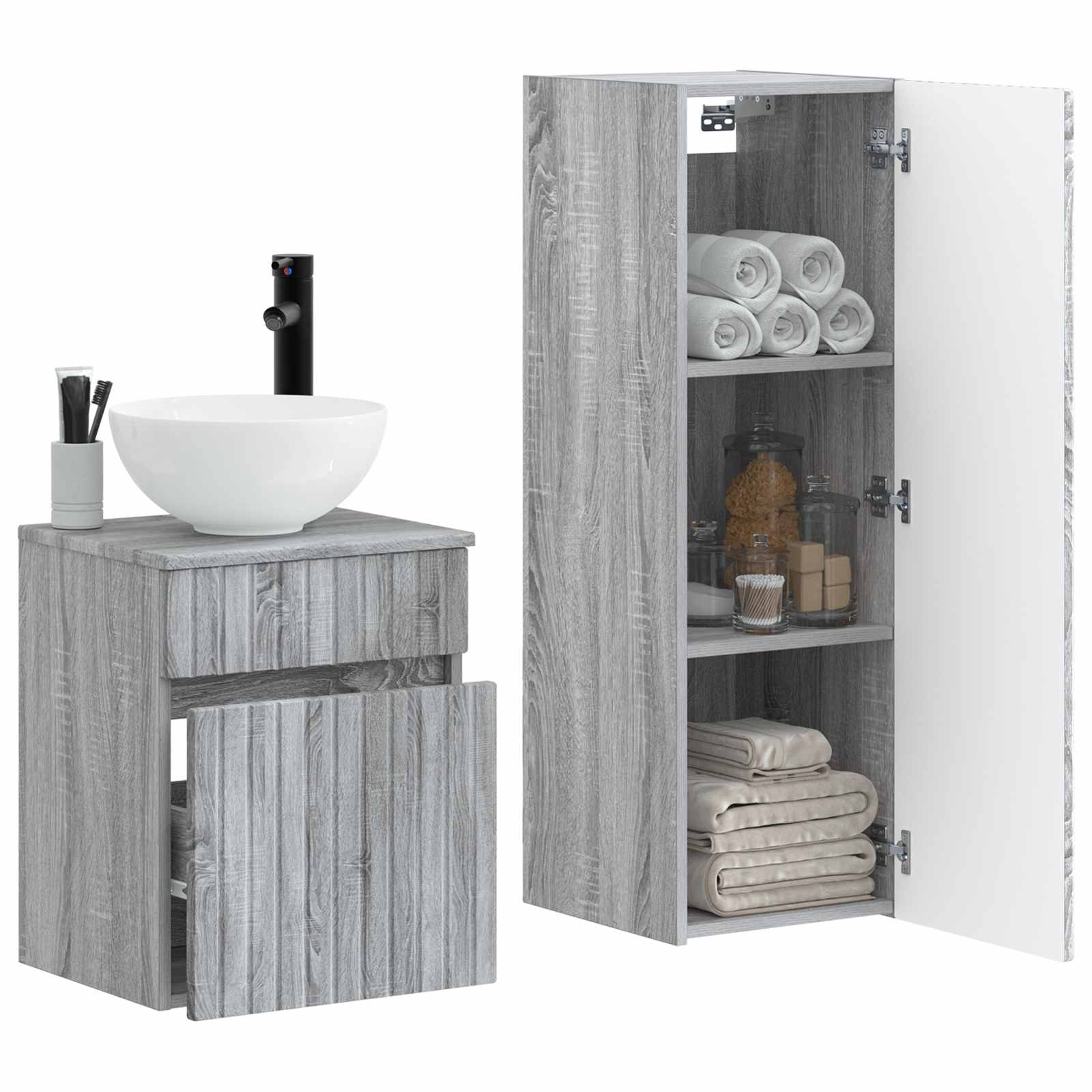 Ensemble de mobilier de salle de bain 2 pc Sonoma gris