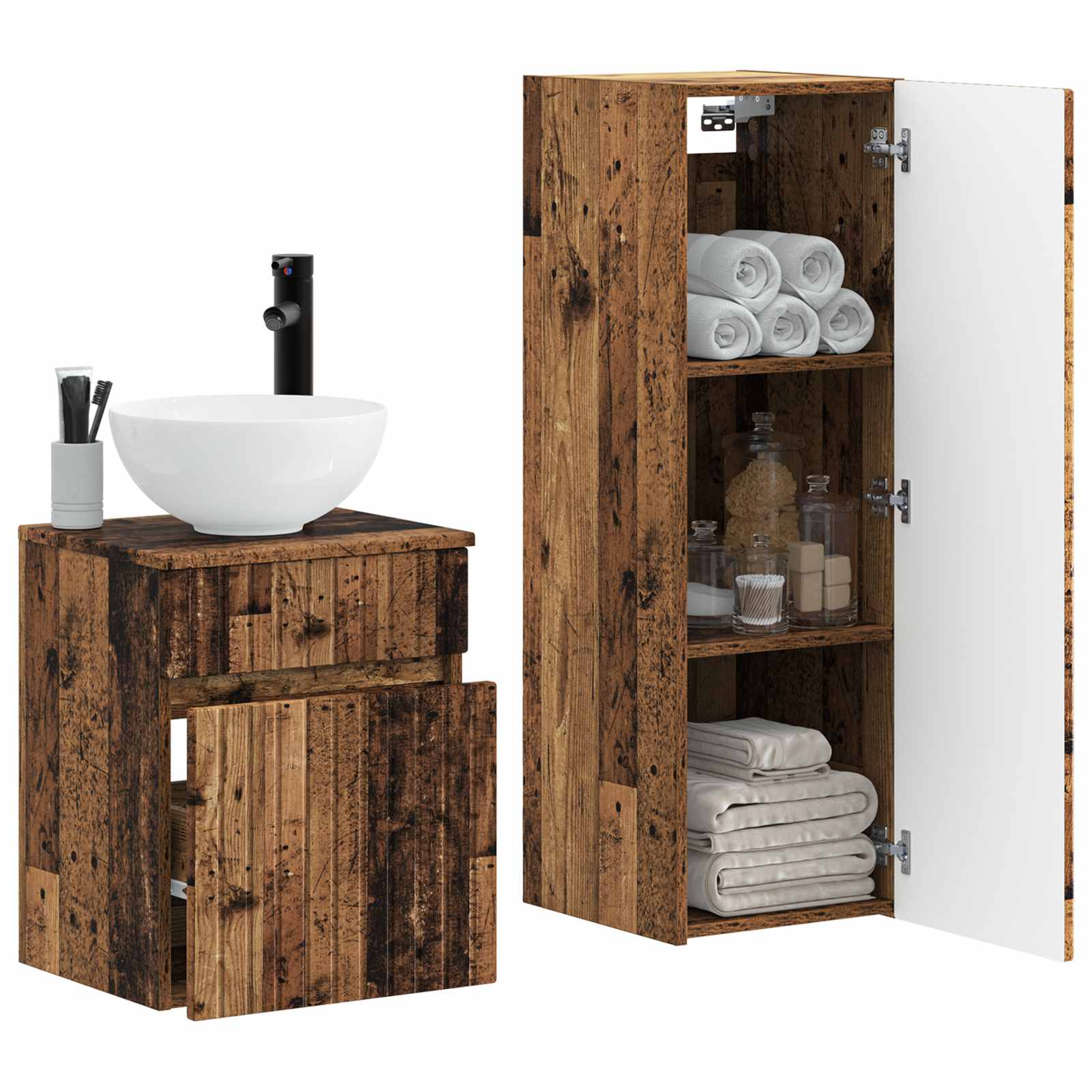 Ensemble de mobilier de salle de bain 2 pc Bois ancien