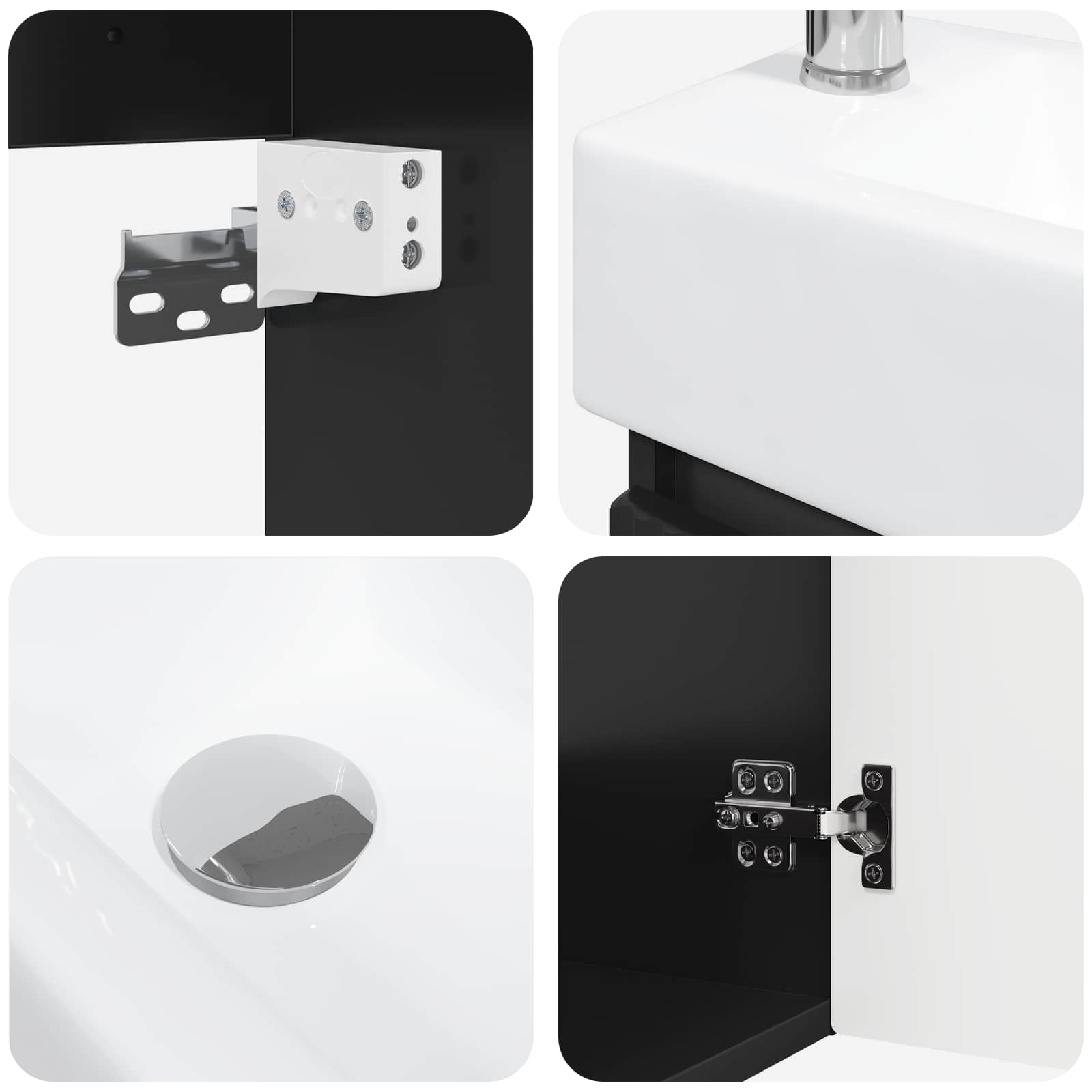 Meuble de salle de bain avec robinet Noir 45,5 x 22,5 x 84 cm - XIOS