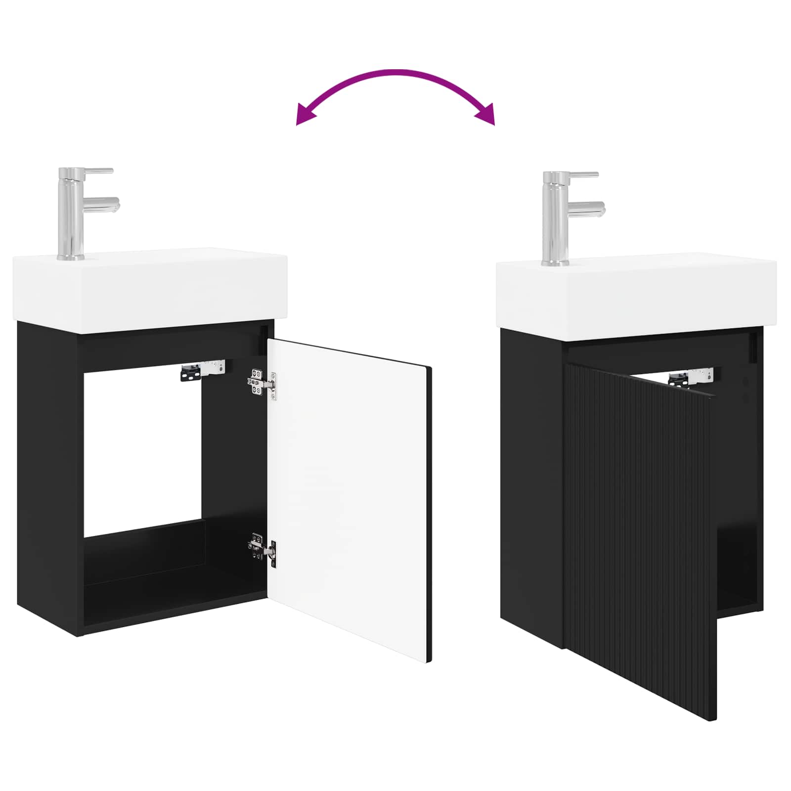 Meuble de salle de bain avec robinet Noir 45,5 x 22,5 x 84 cm - XIOS