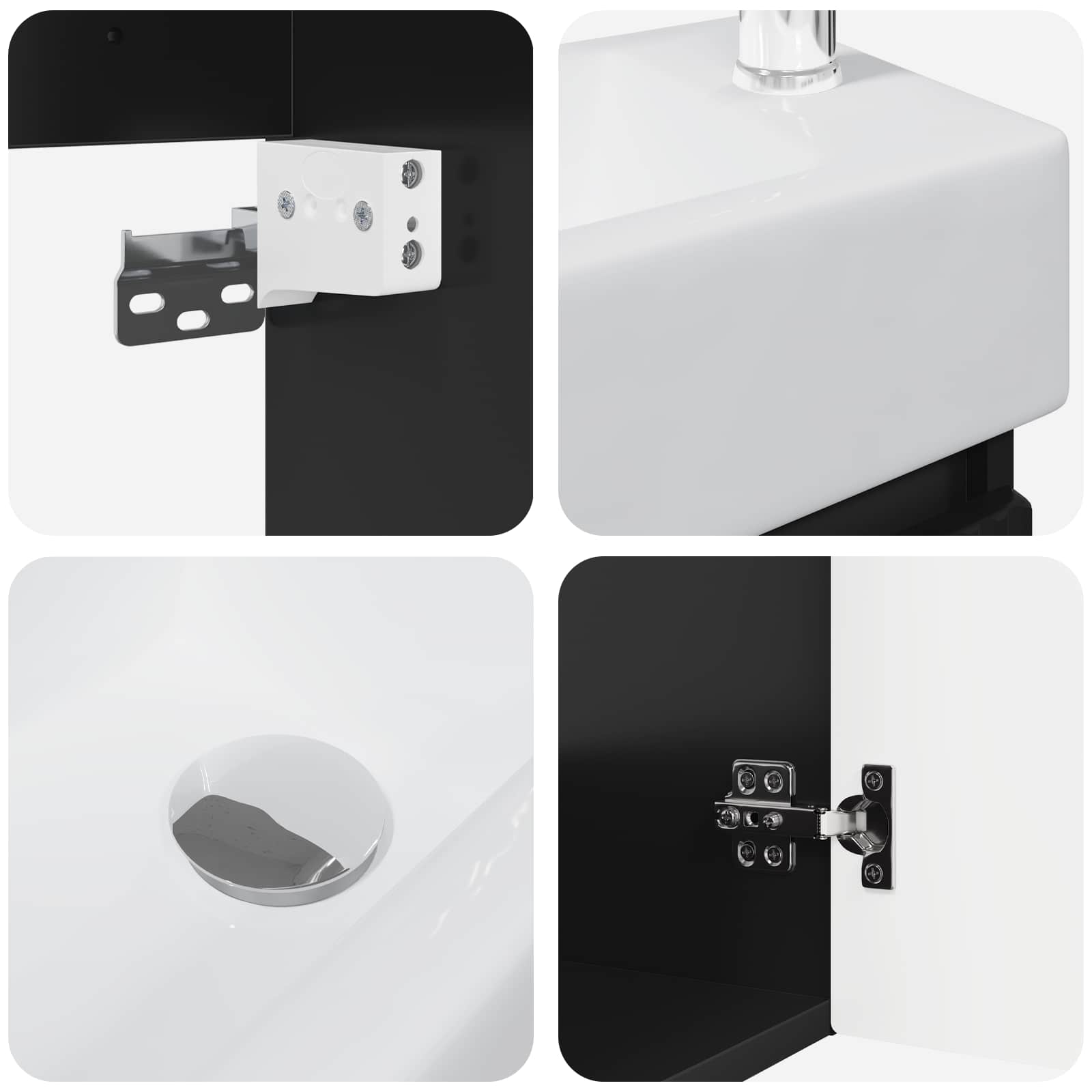 Meuble de salle de bain avec robinet Noir 45,5 x 22,5 x 84 cm - XIOS