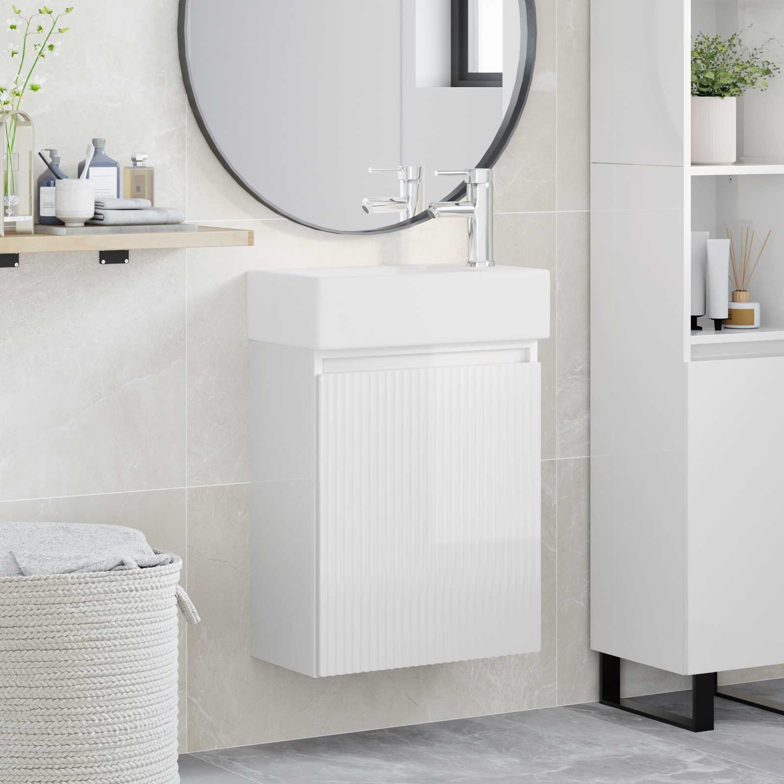 Meuble de salle de bain avec robinet Blanc brillant - XIOS
