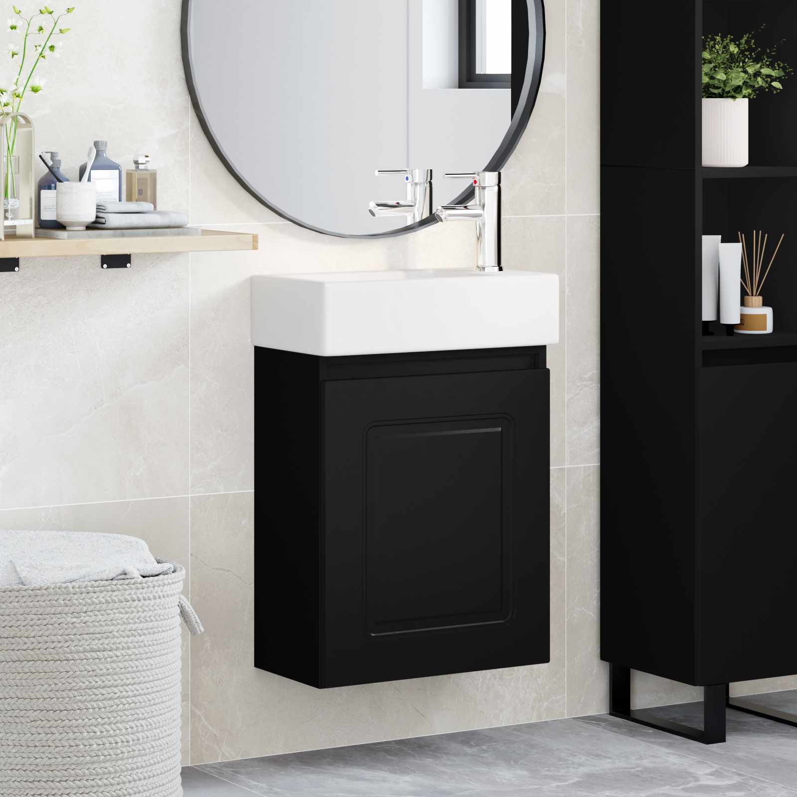 Meuble de salle de bain avec robinet Noir 45,5 x 22,5 x 84 cm - XIOS