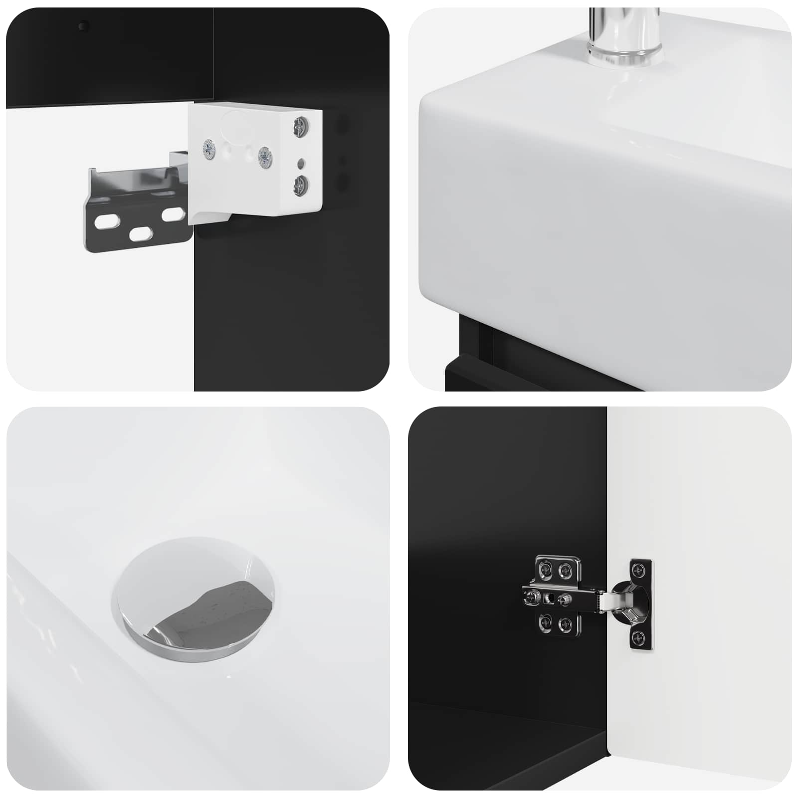 Meuble de salle de bain avec robinet Noir 45,5 x 25,5 x 84 cm - XIOS