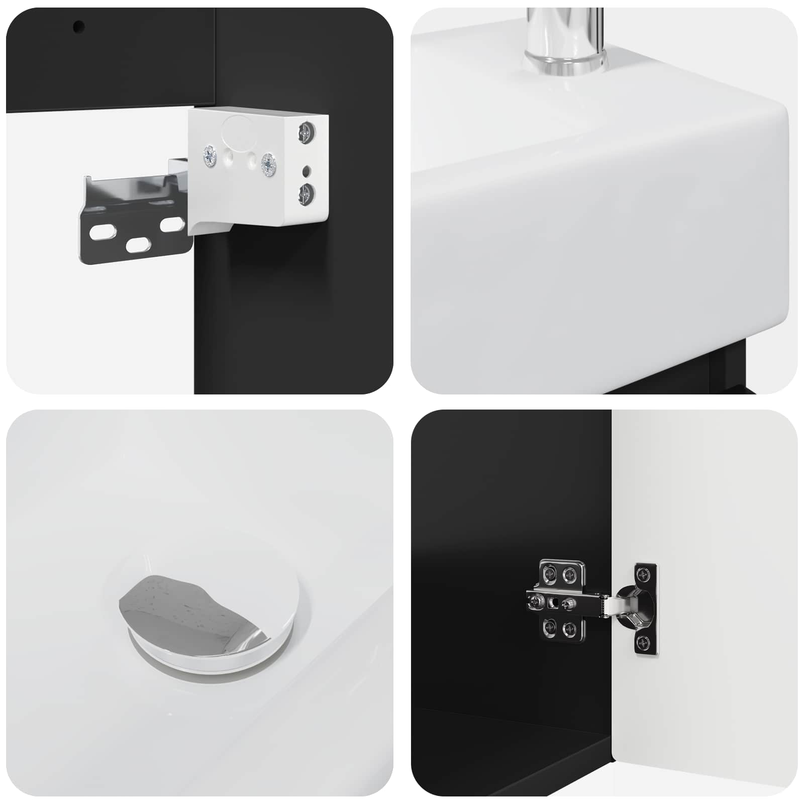 Meuble de salle de bain avec robinet Noir 45,5 x 25,5 x 84 cm - XIOS