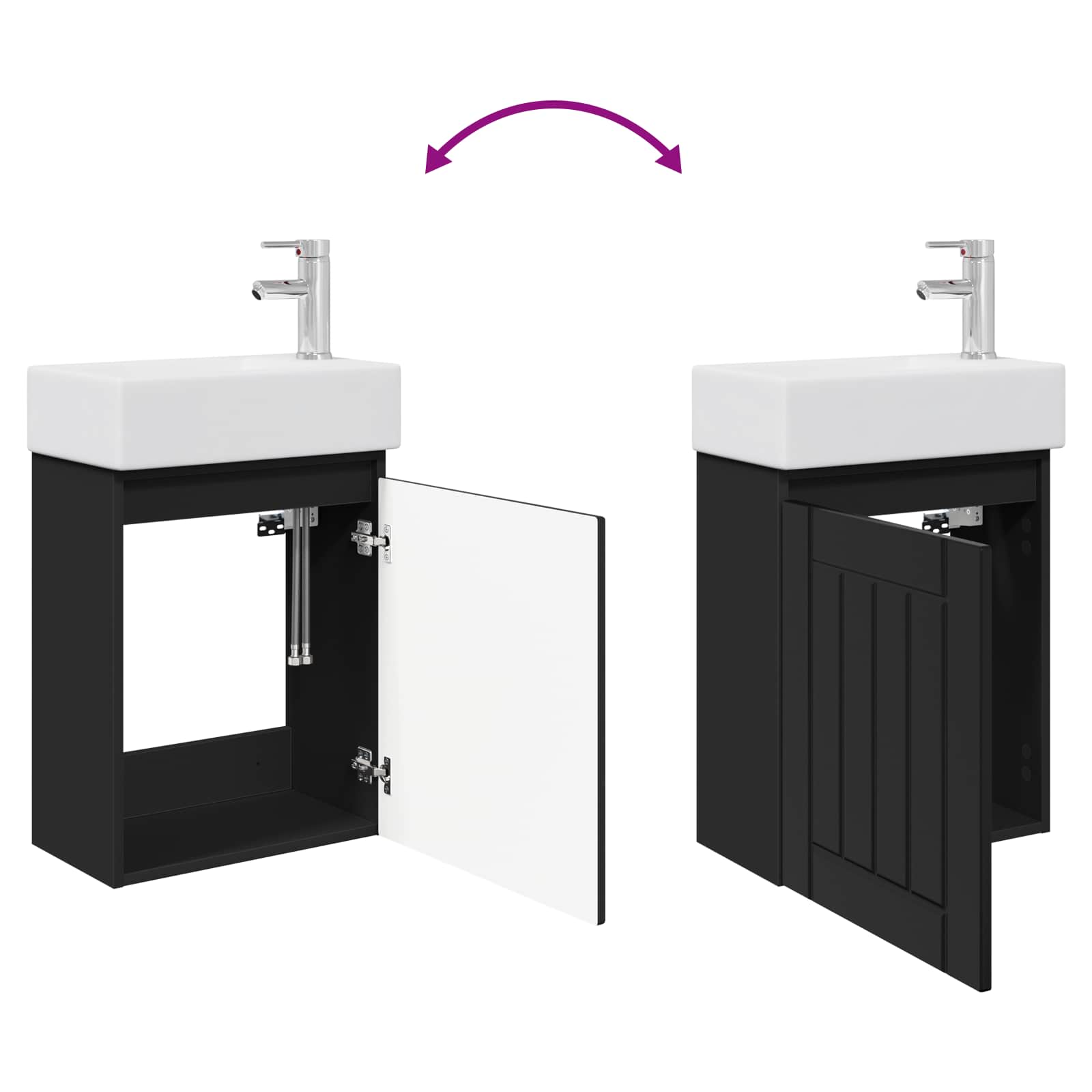 Meuble de salle de bain avec robinet Noir 45,5 x 25,5 x 84 cm - XIOS