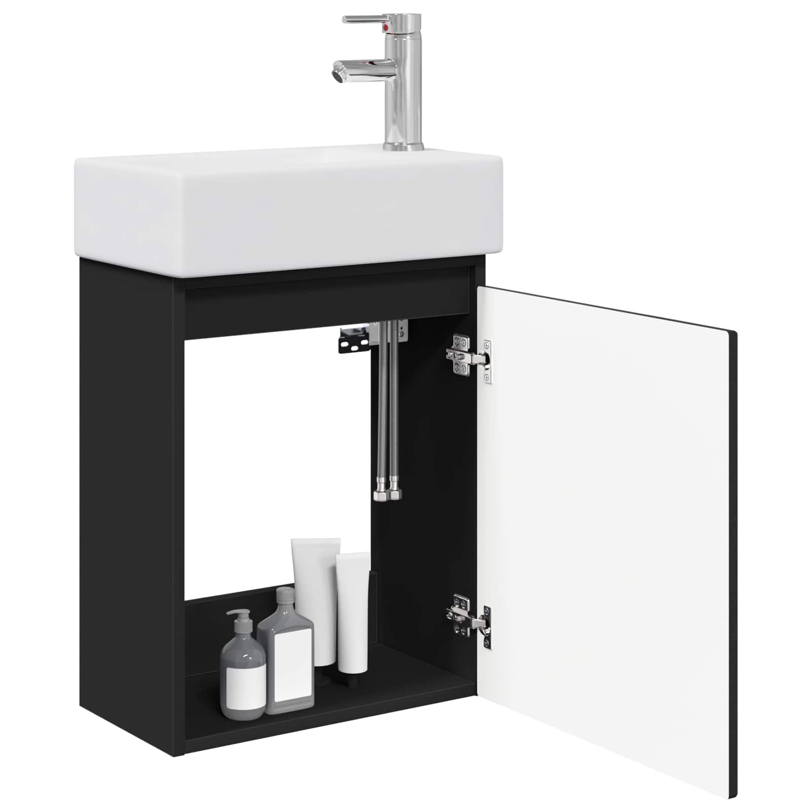Meuble de salle de bain avec robinet Noir 45,5 x 25,5 x 84 cm - XIOS