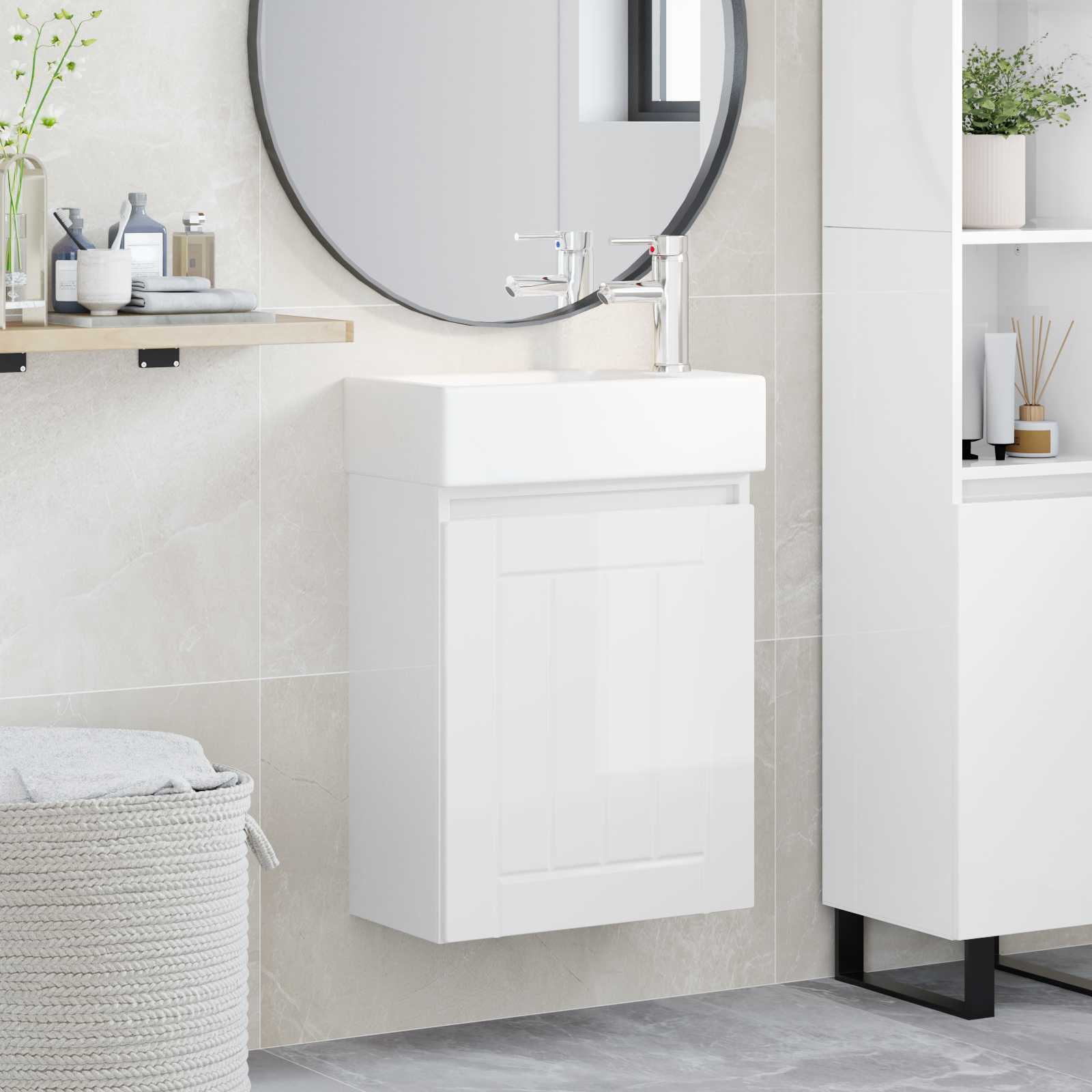 Meuble de salle de bain avec robinet Blanc brillant - XIOS