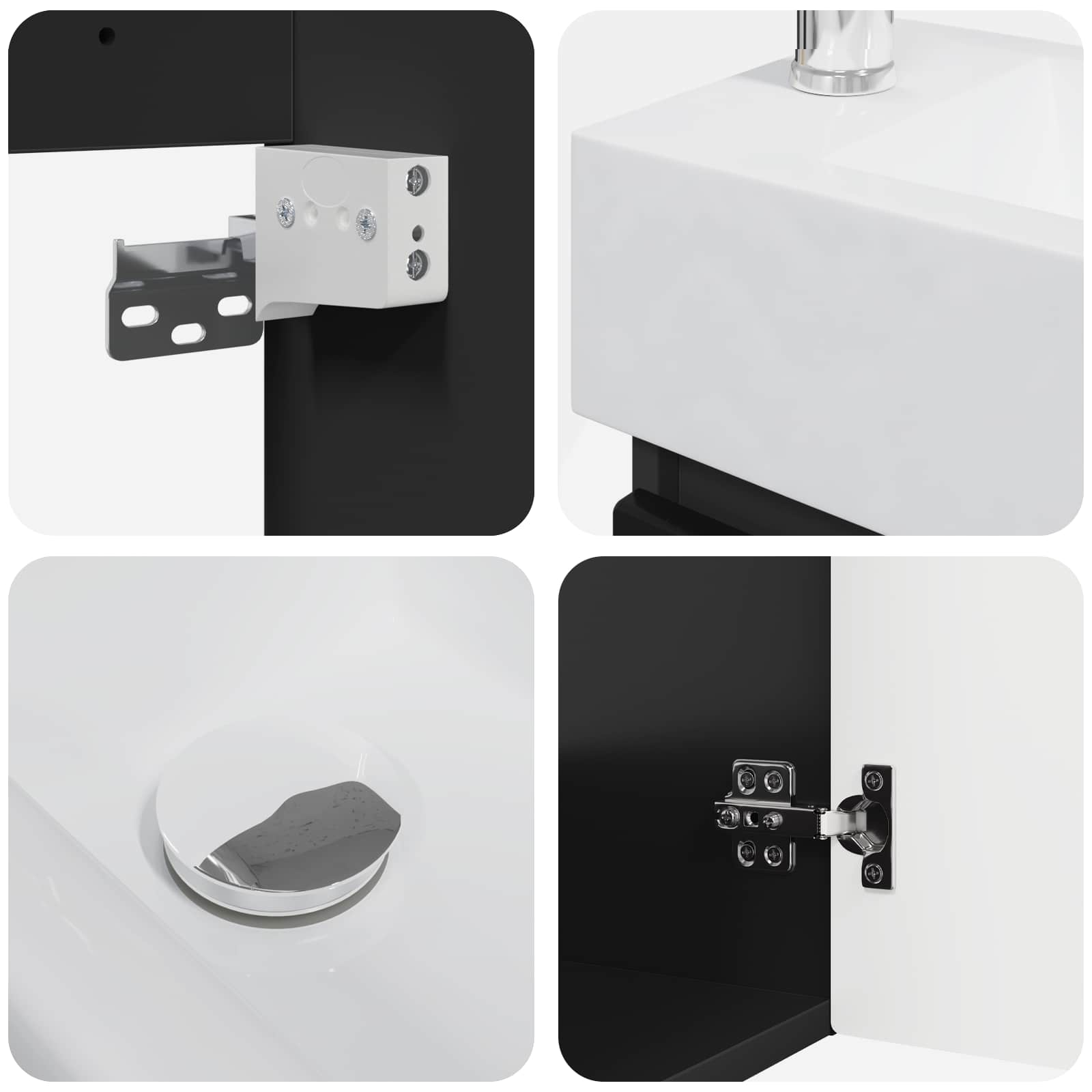 Meuble de salle de bain avec robinet Noir 45,5 x 22,5 x 84 cm - XIOS