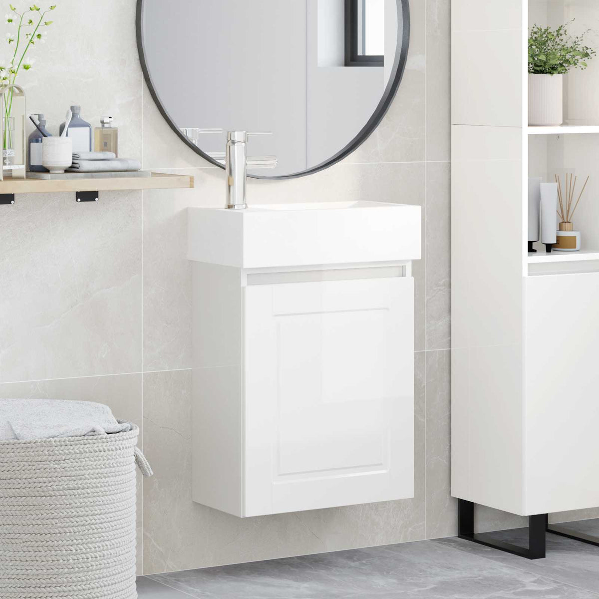Meuble de salle de bain avec robinet Blanc brillant - XIOS