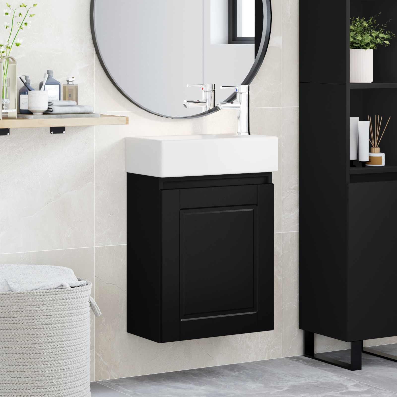 Meuble de salle de bain avec robinet Noir 45,5 x 22,5 x 84 cm - XIOS