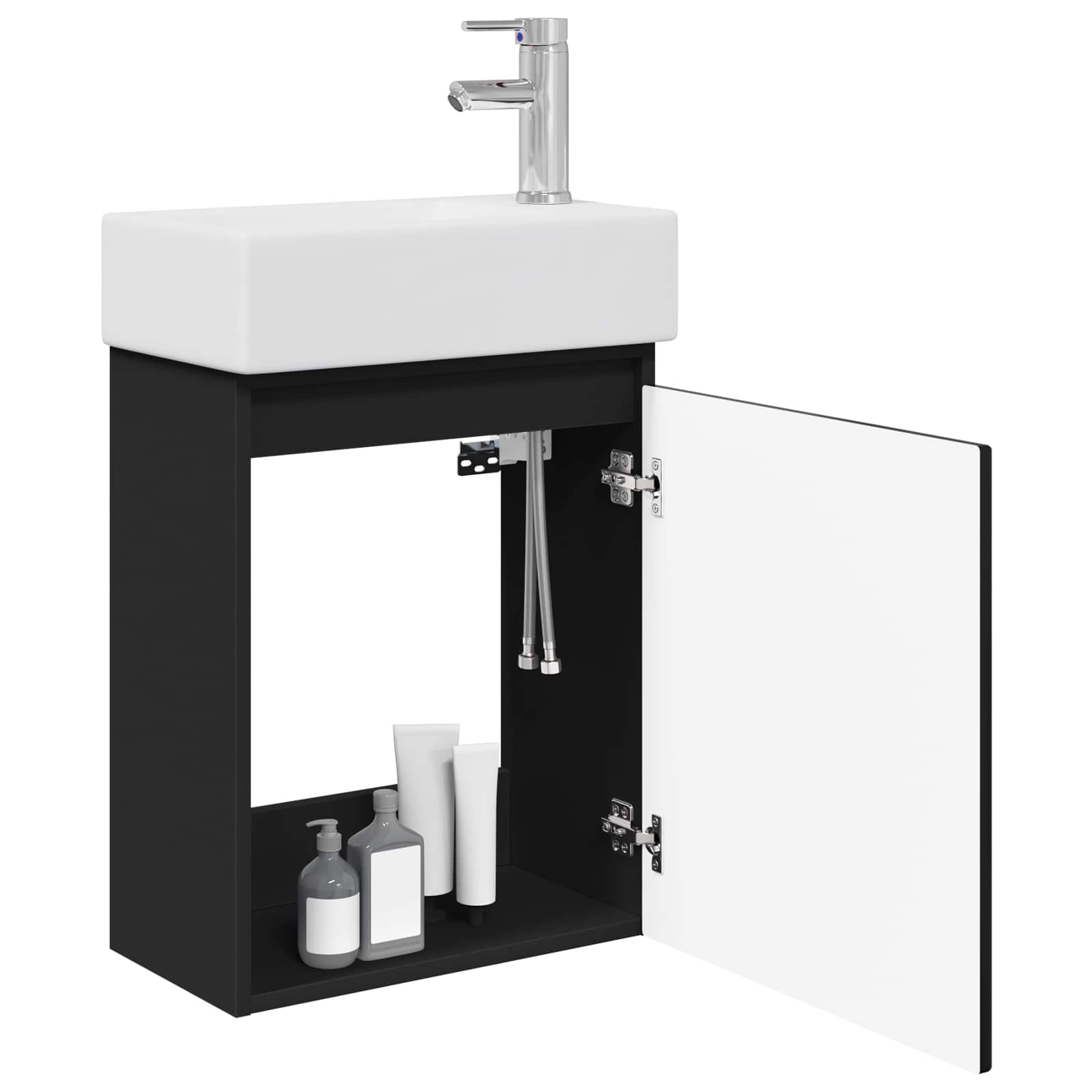 Meuble de salle de bain avec robinet Noir 45,5 x 22,5 x 84 cm - XIOS