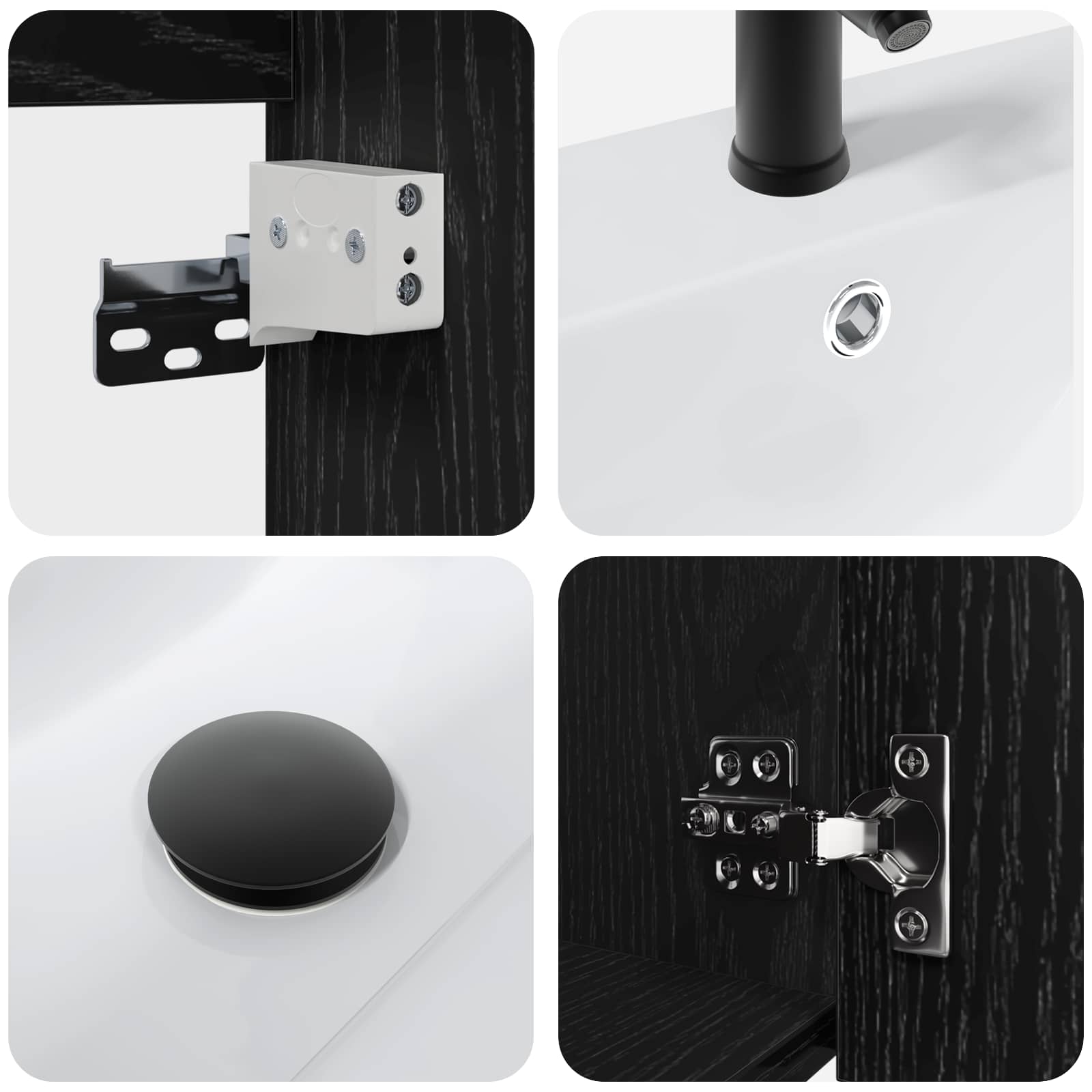 Meuble de salle de bain avec robinet Chêne noir - XIOS