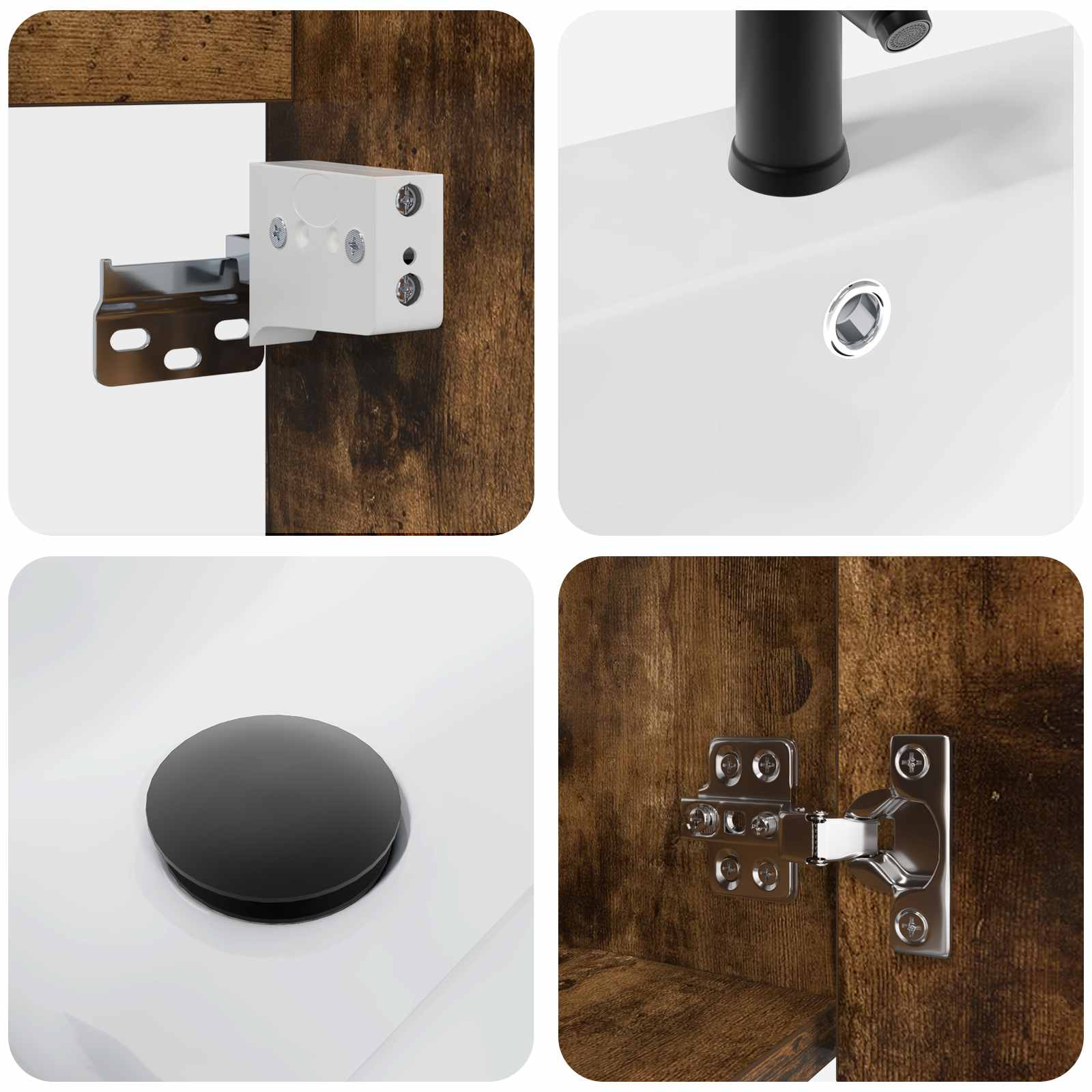Meuble de salle de bain avec robinet Chêne fumé - XIOS