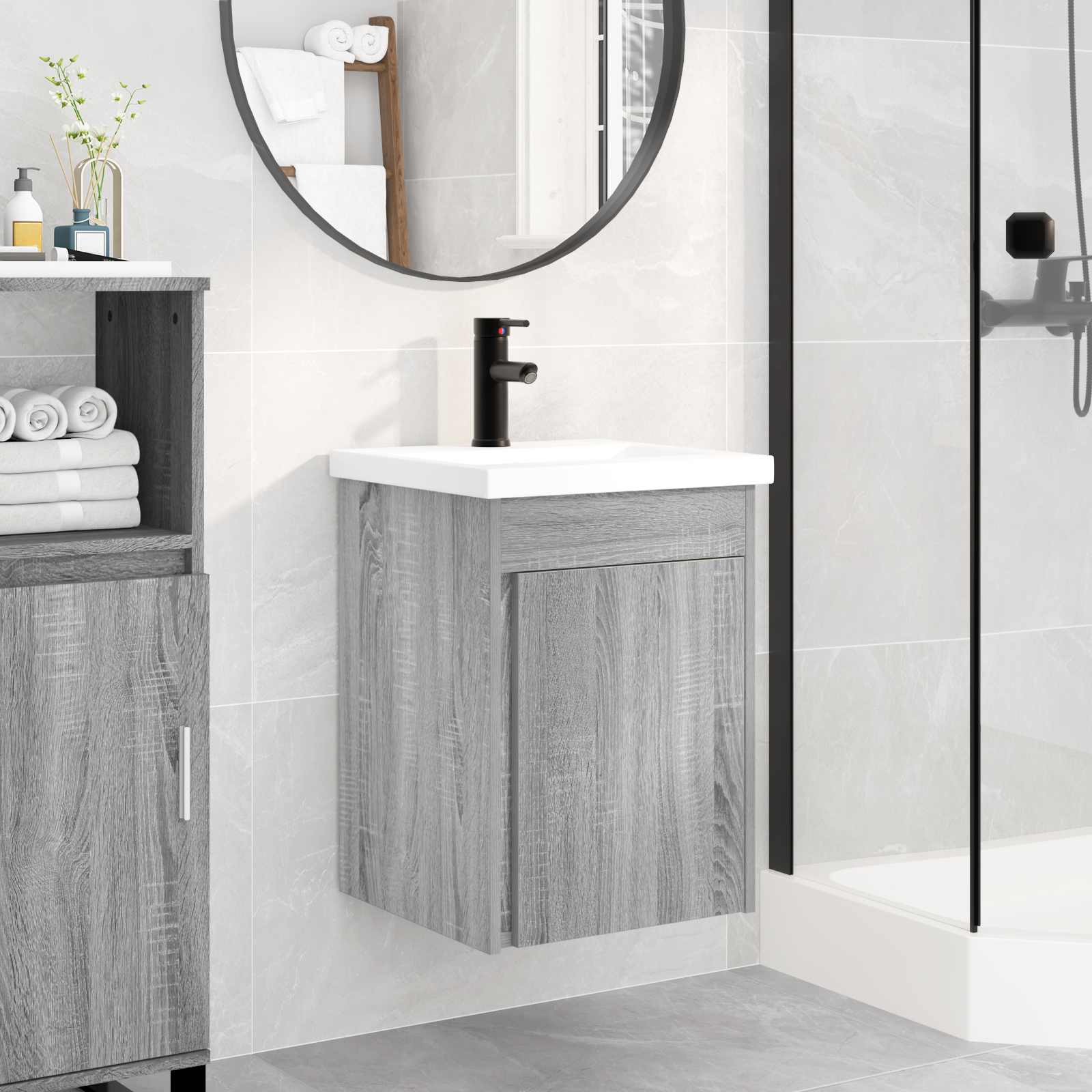 Meuble de salle de bain avec robinet Sonoma gris - XIOS