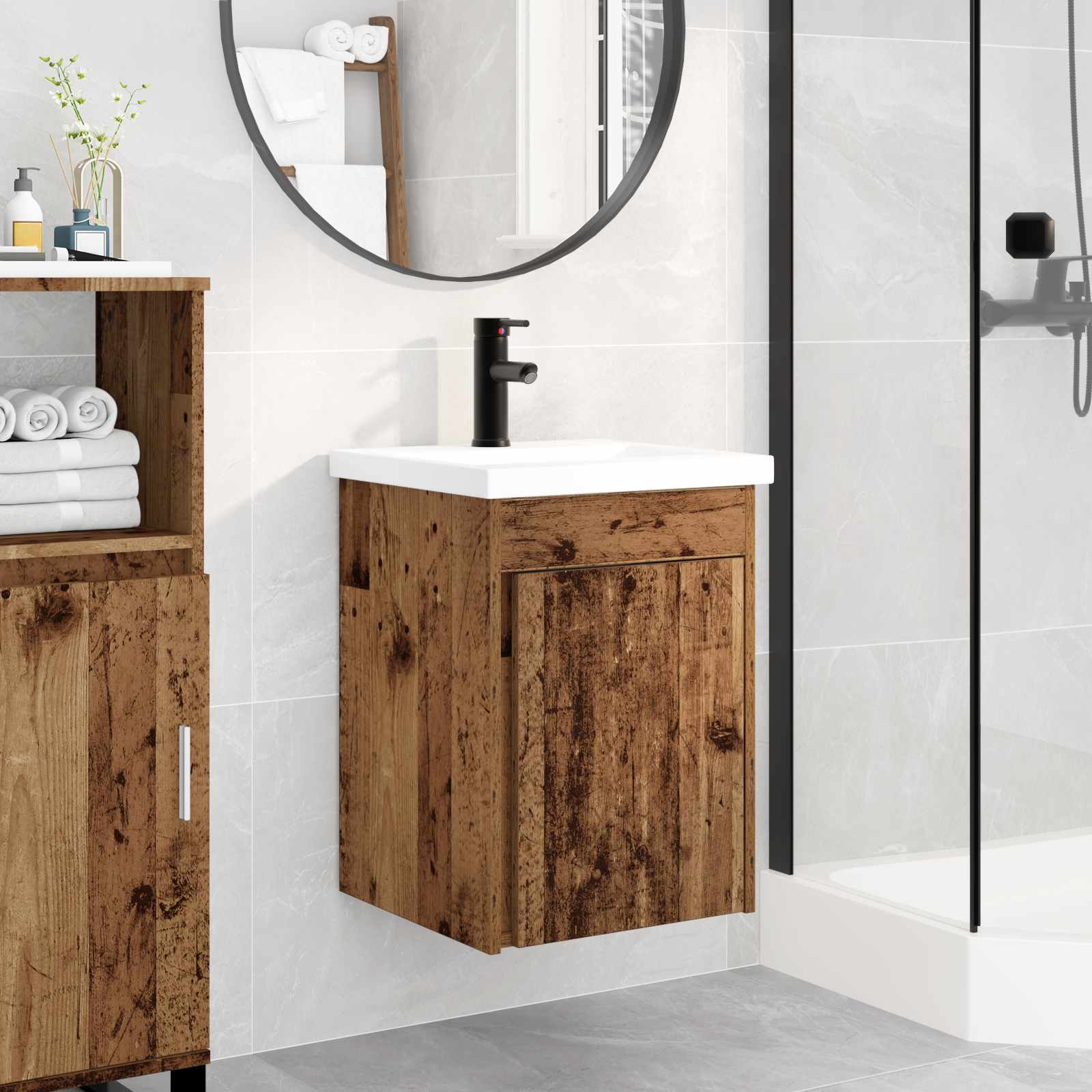 Meuble de salle de bain avec robinet Bois ancien - XIOS
