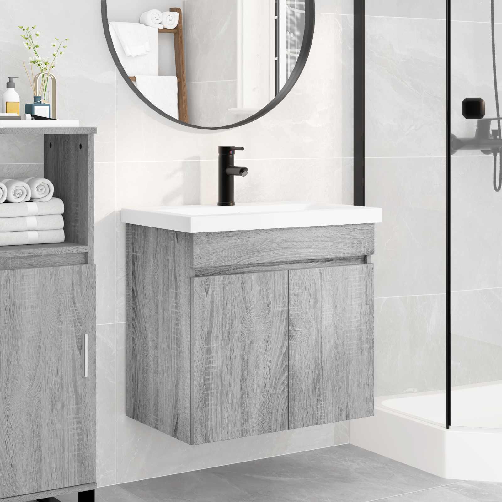 Meuble de salle de bain avec robinet Sonoma gris - XIOS