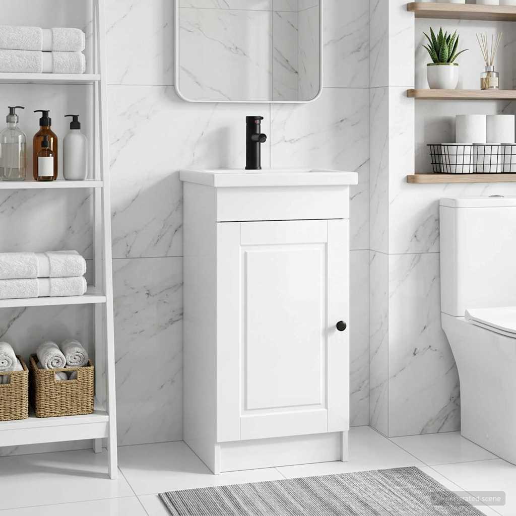 Meuble de salle de bain avec évier Blanc brillant