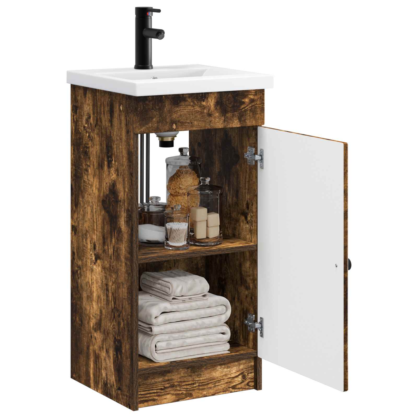 Meuble de salle de bain avec évier Chêne fumé 42 x 40 x 84,5 cm