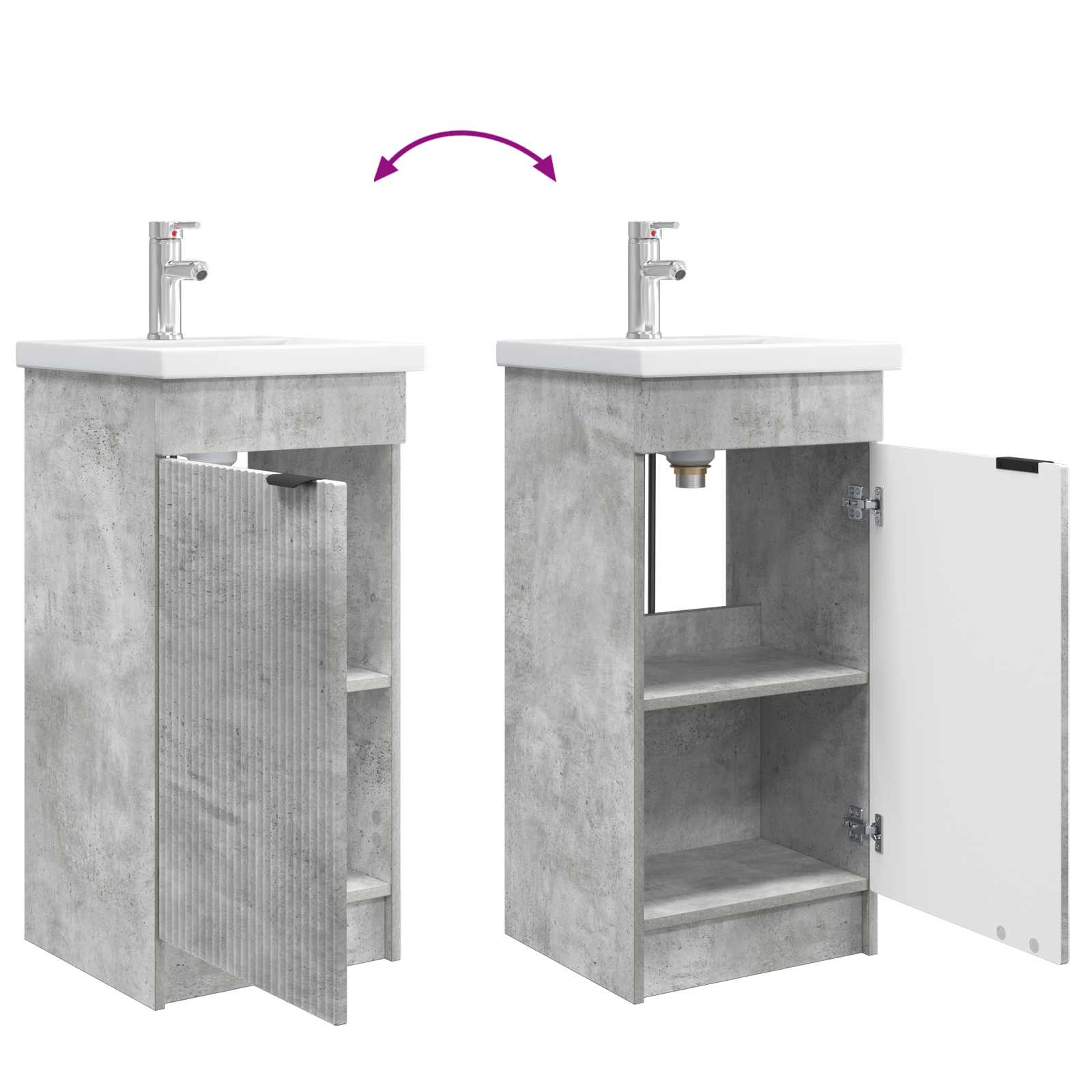 Meuble de salle de bain avec évier Gris béton 42 x 40 x 84,5 cm