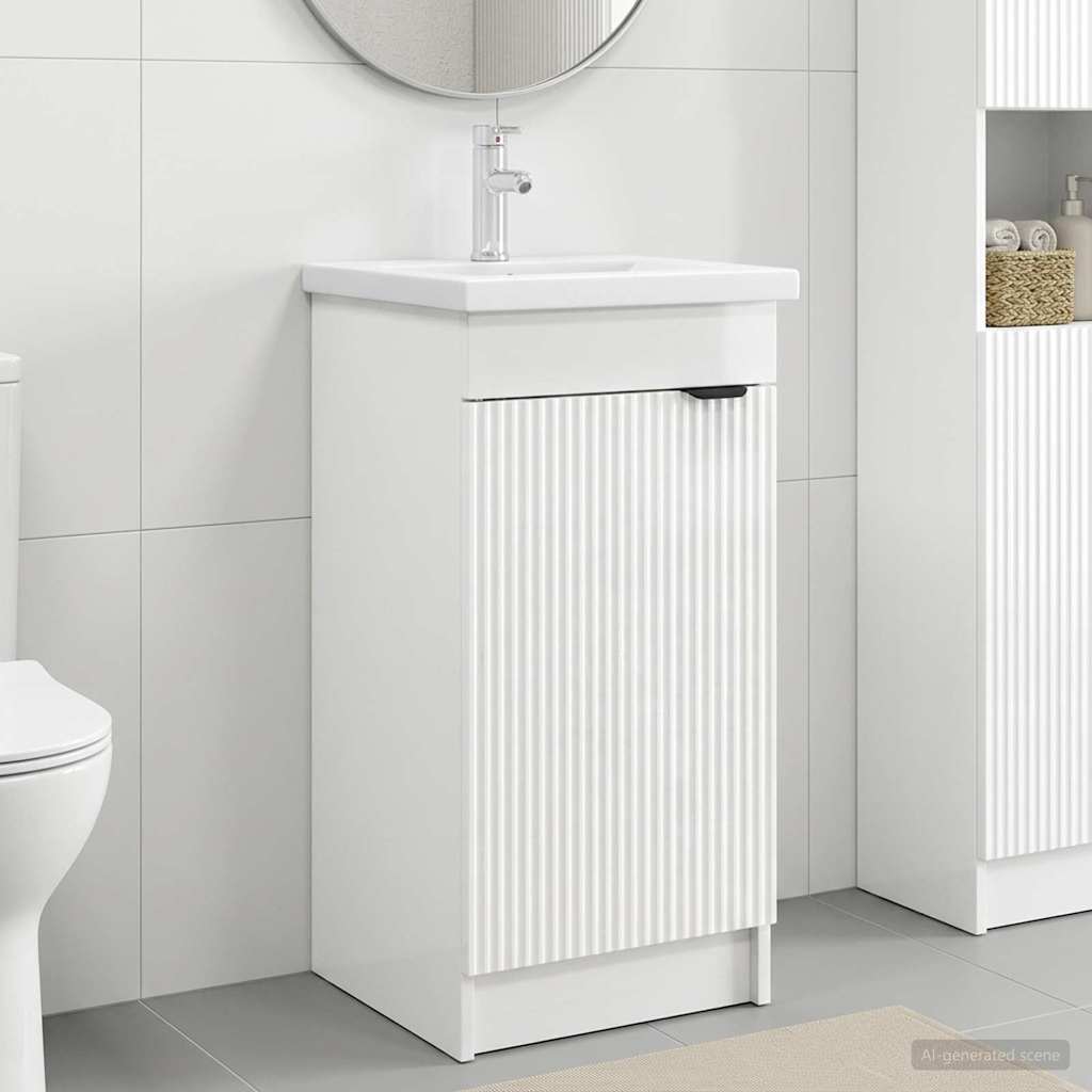 Meuble de salle de bain avec évier Blanc brillant