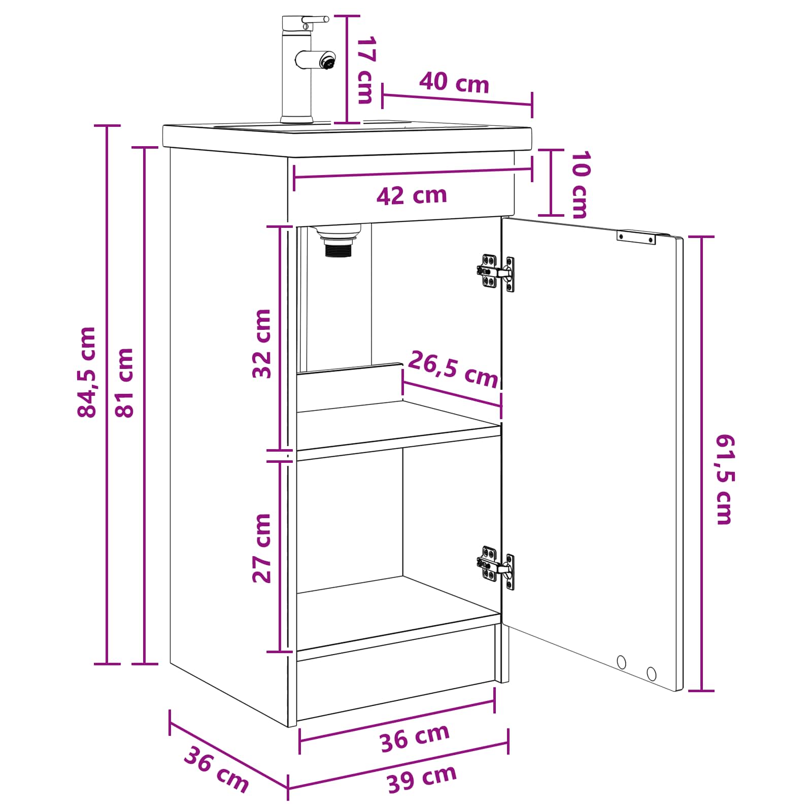 Meuble de salle de bain avec évier Sonoma gris