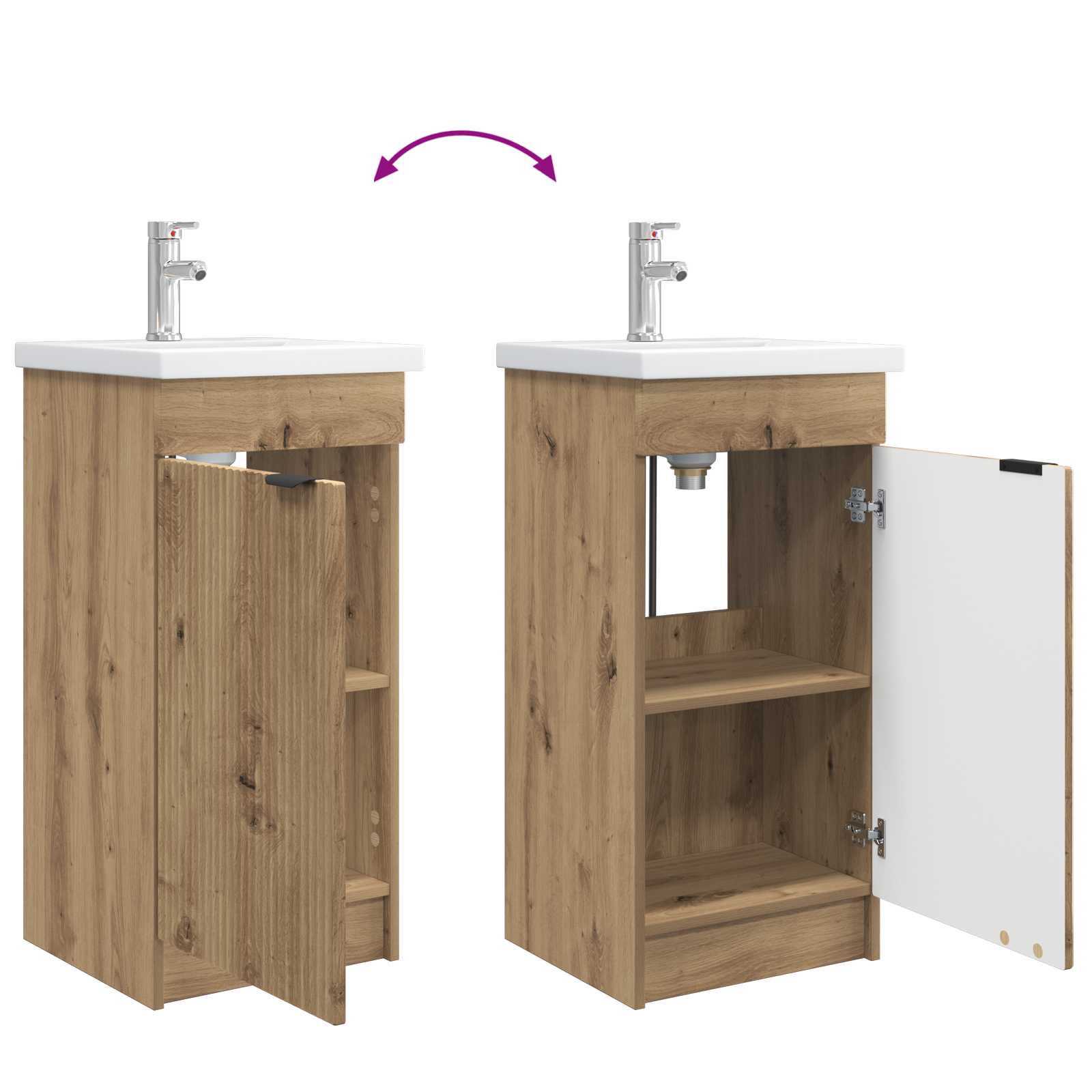 Meuble de salle de bain avec évier Chêne artisanal