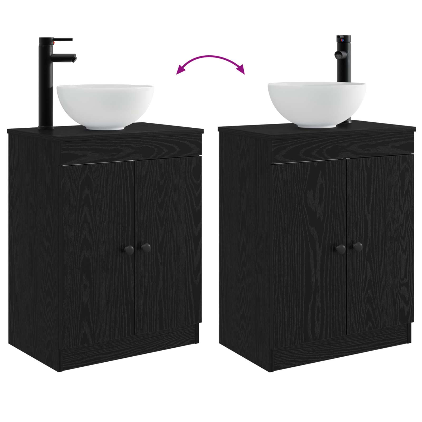 Meuble de salle de bain avec évier Noir 54 x 35 x 83 cm