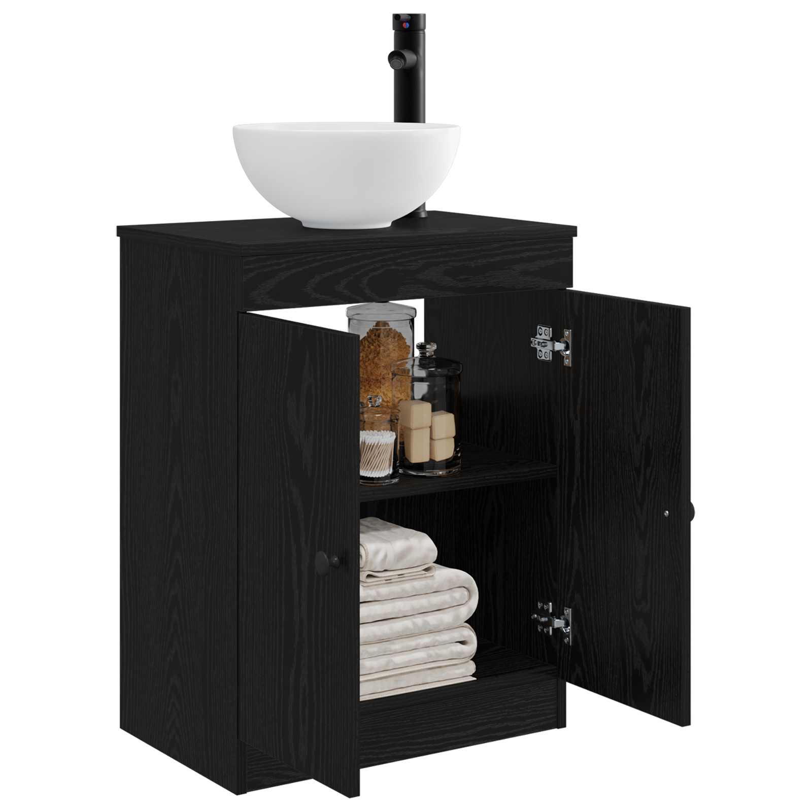 Meuble de salle de bain avec évier Noir 54 x 35 x 83 cm