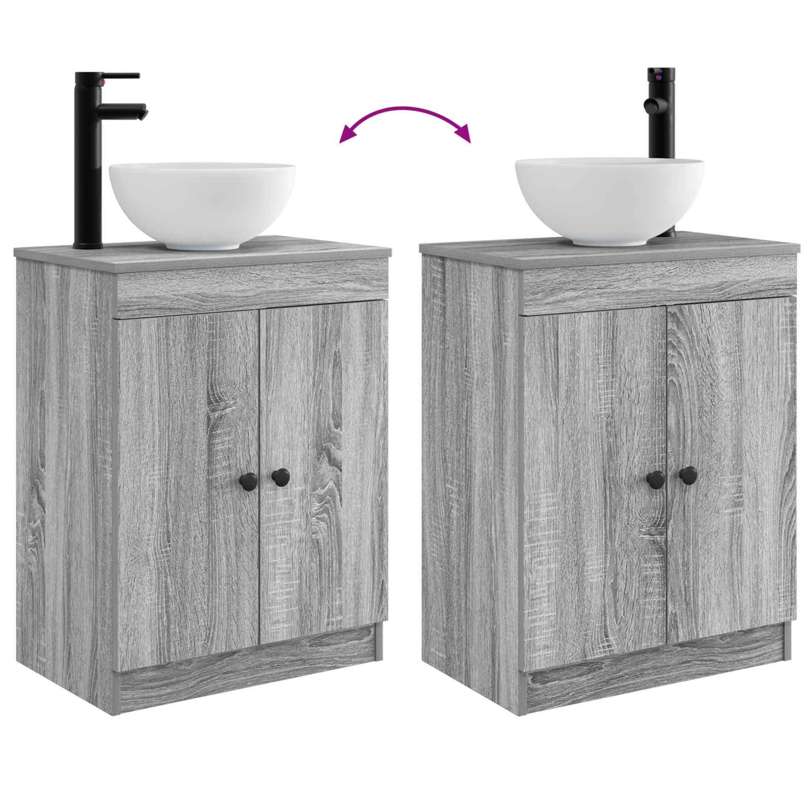 Meuble de salle de bain avec évier Sonoma gris 54 x 35 x 83 cm