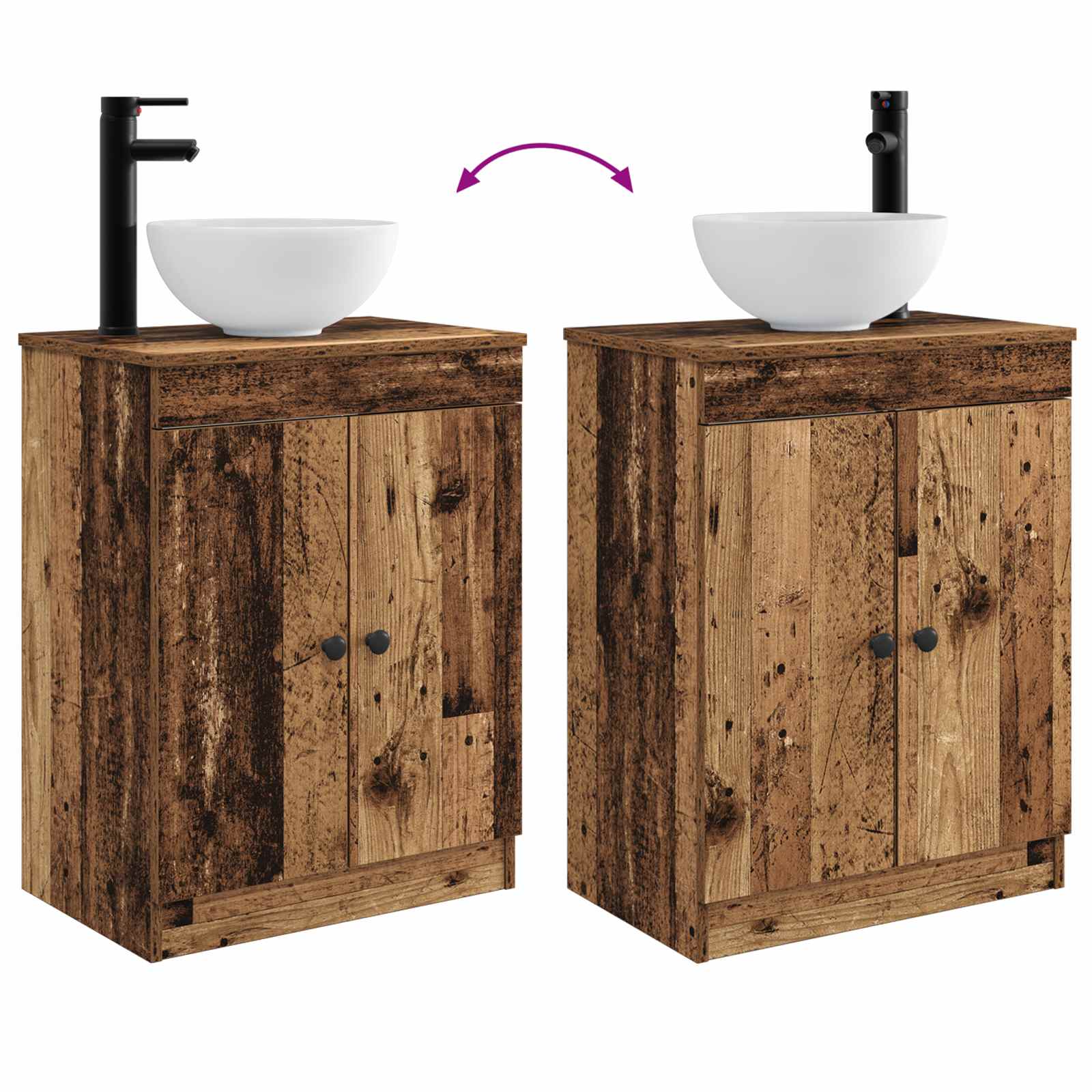 Meuble de salle de bain avec évier Bois ancien 54 x 35 x 83 cm - XIOS