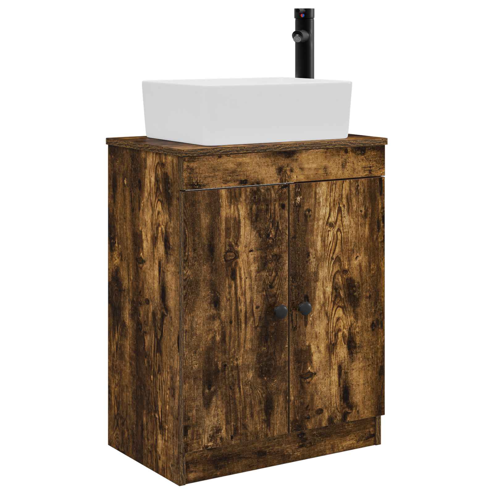 Meuble de salle de bain avec évier Chêne fumé 54 x 35 x 83 cm