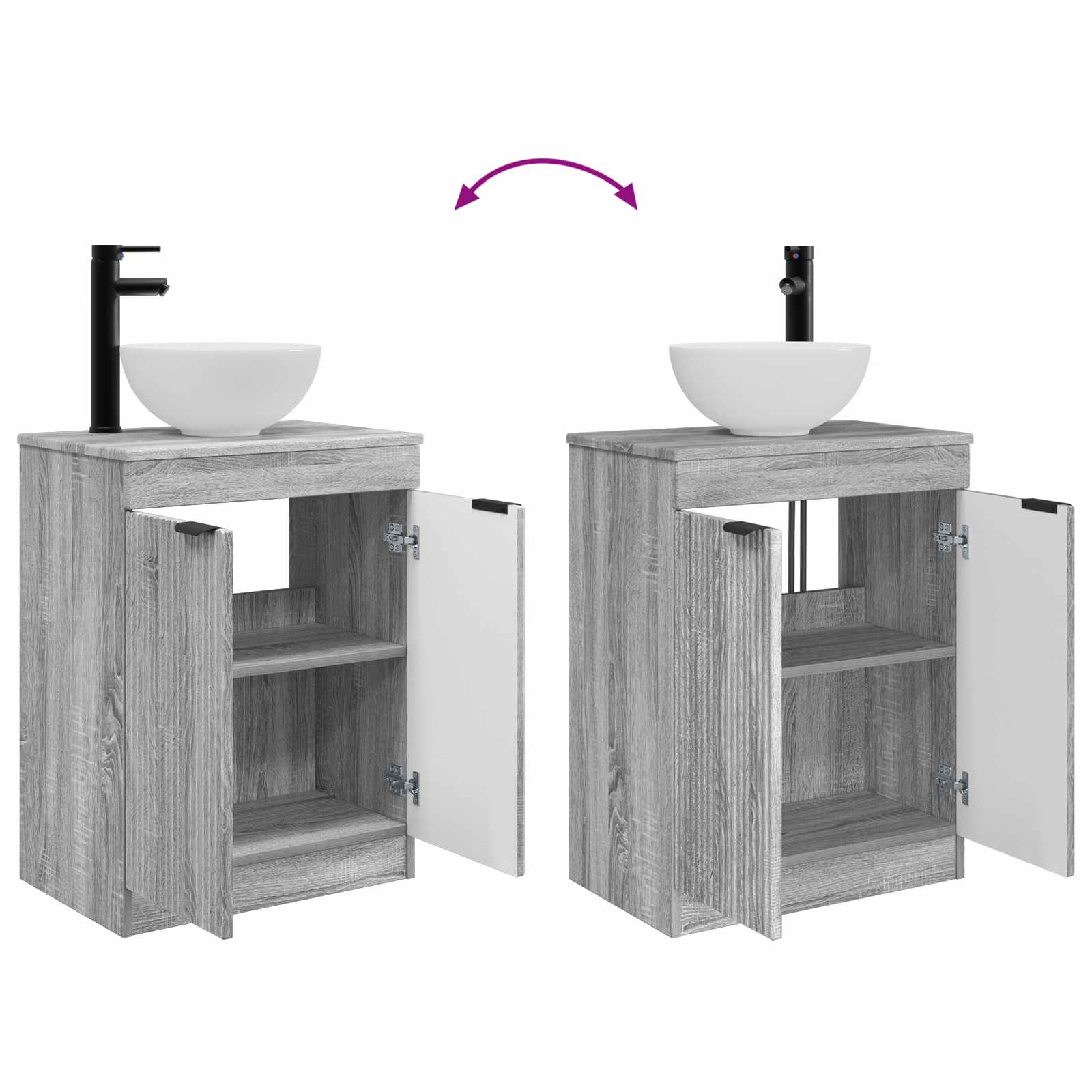 Meuble de salle de bain avec évier Sonoma gris 54 x 35 x 83 cm