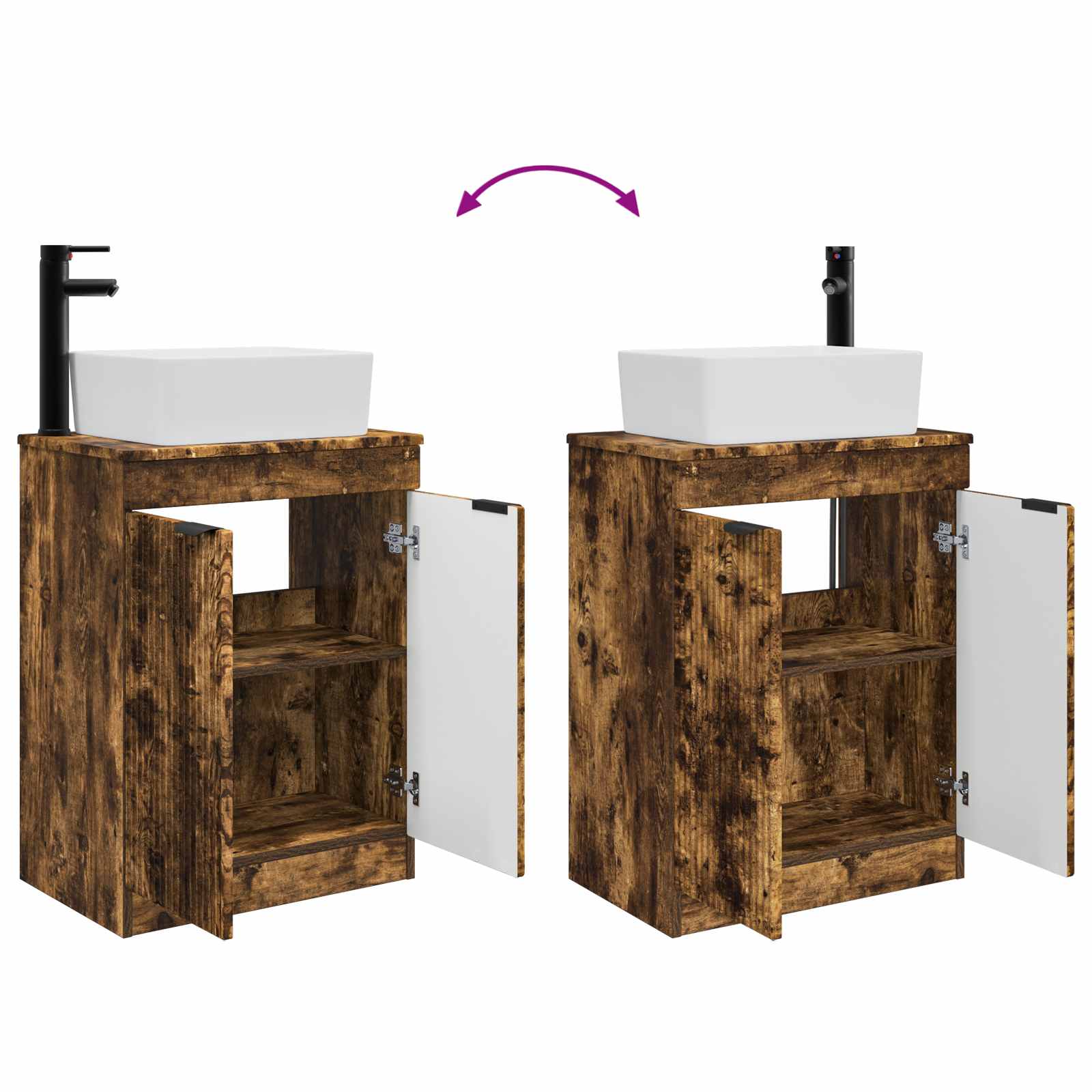 Meuble de salle de bain avec évier Chêne fumé 54 x 35 x 83 cm