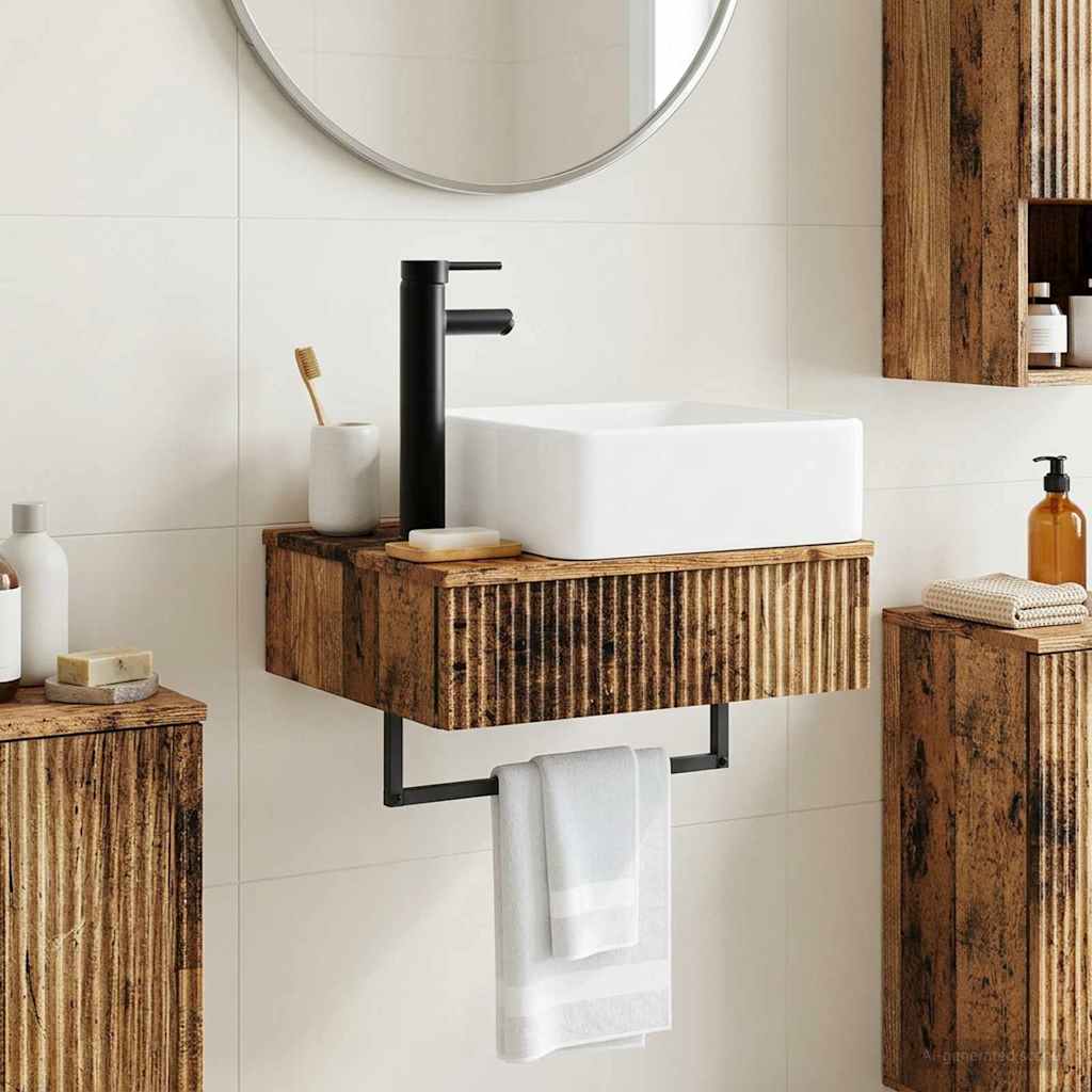 Basin de lavage mural Bois ancien 50 x 41 x 39 cm