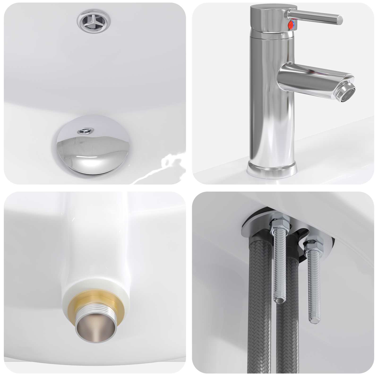 Lavabo de salle de bains Chrome 81 x 40 x 17,5 cm métal - XIOS