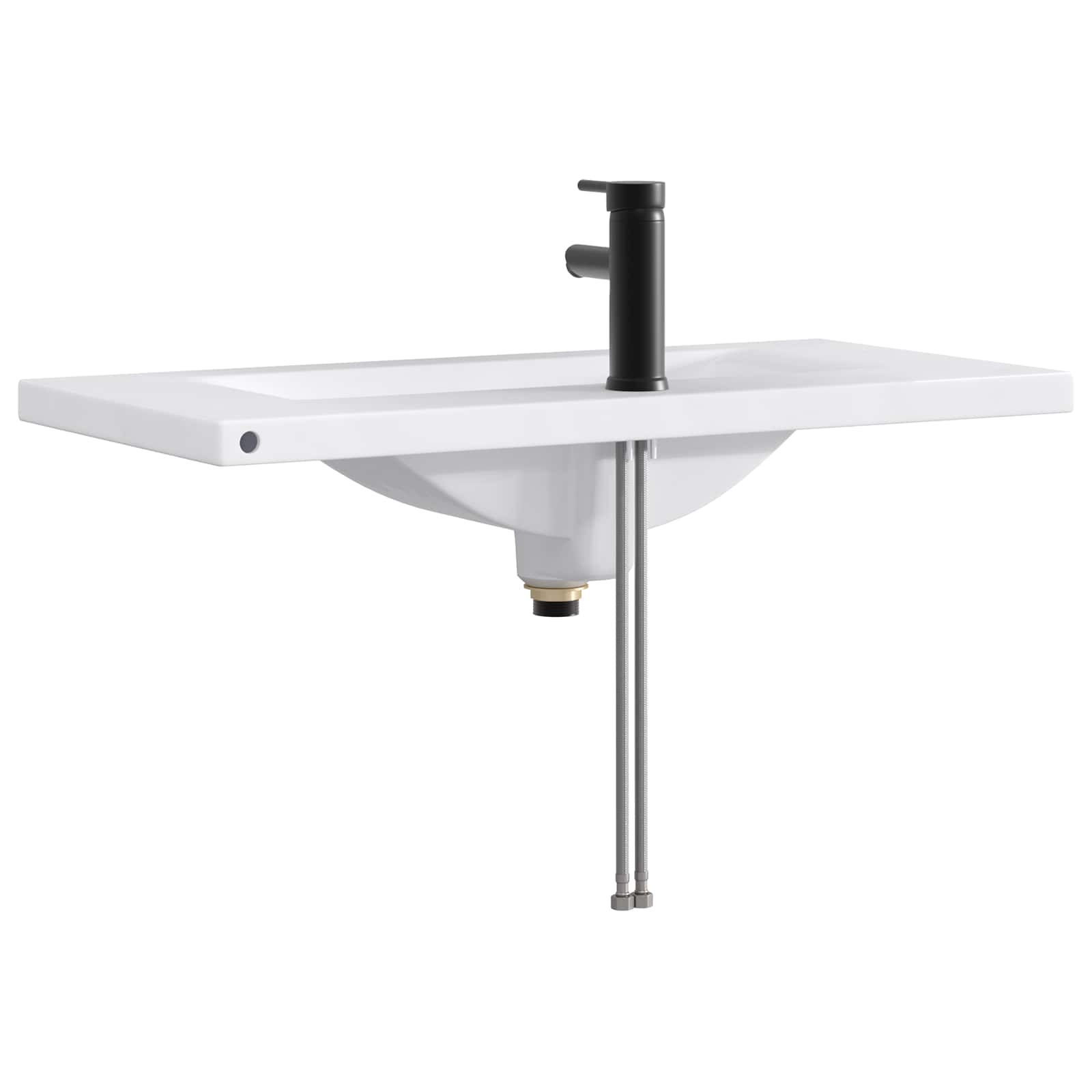 Lavabo de salle de bains Noir Mat 81 x 40 x 17,5 cm métal