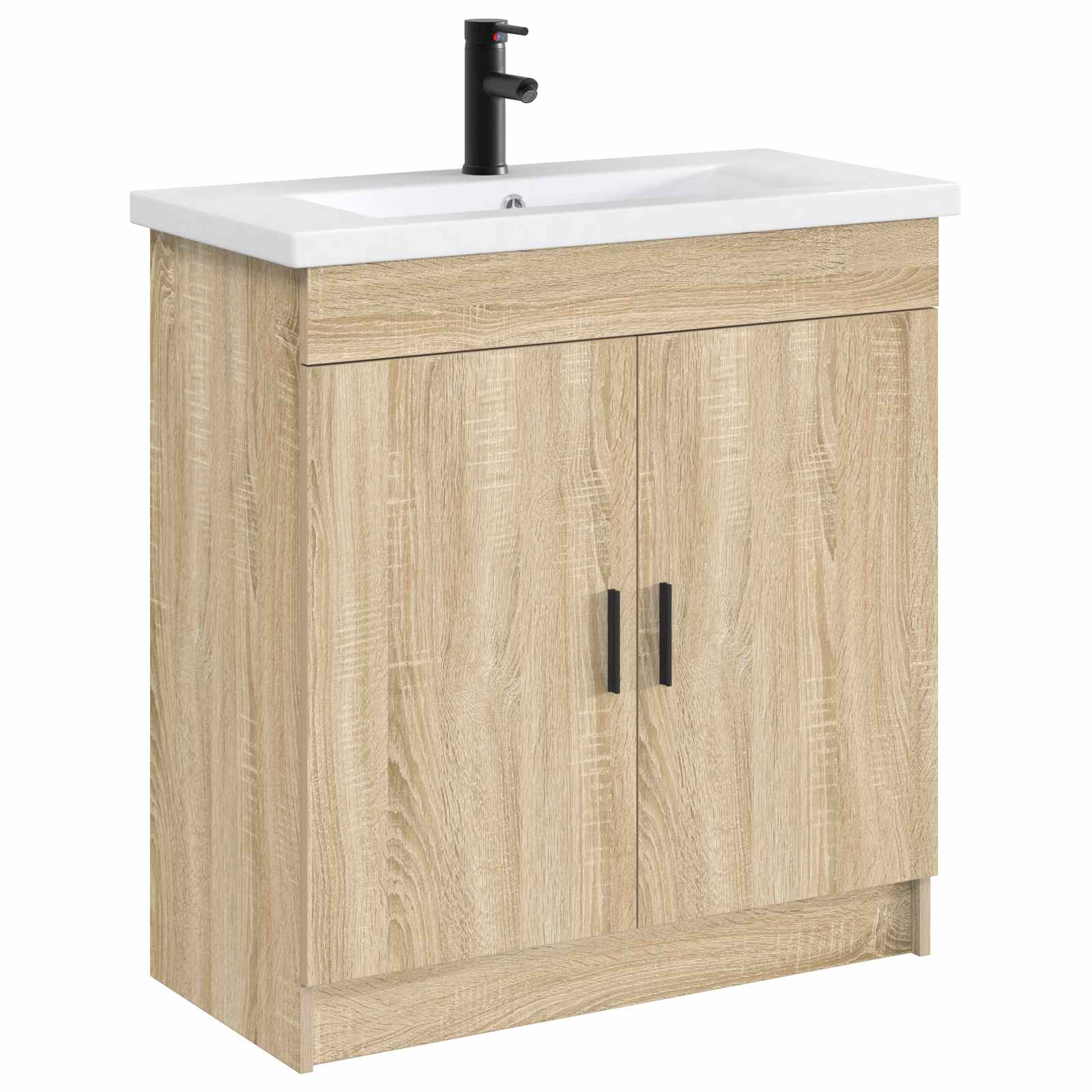 Lavabo de salle de bains Noir Mat 81 x 40 x 17,5 cm métal