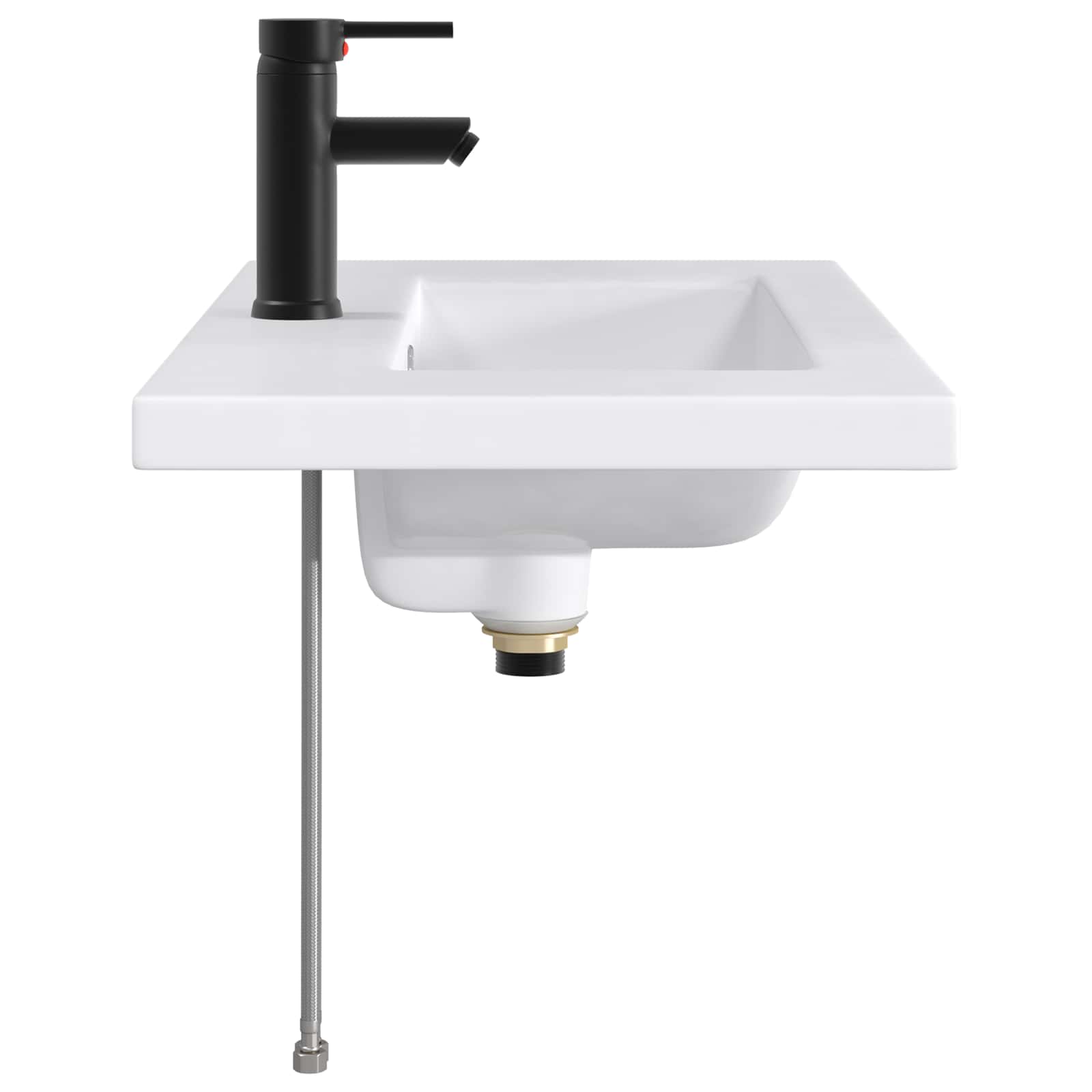 Lavabo de salle de bains Noir Mat 81 x 40 x 17,5 cm métal