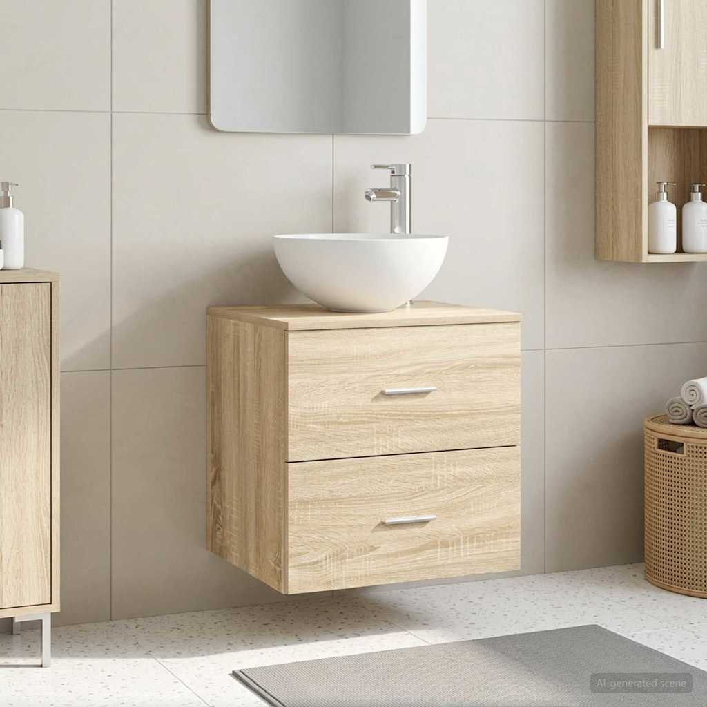 Meuble lavabo mural Chêne Sonoma 49,5 x 35 x 63 cm